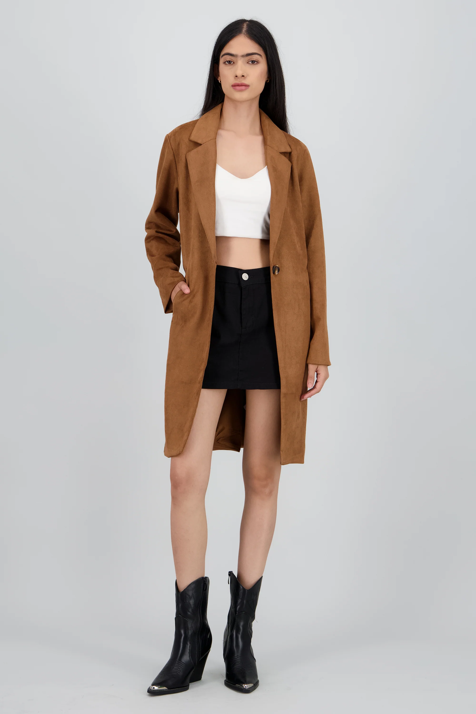 Abrigo liso suede