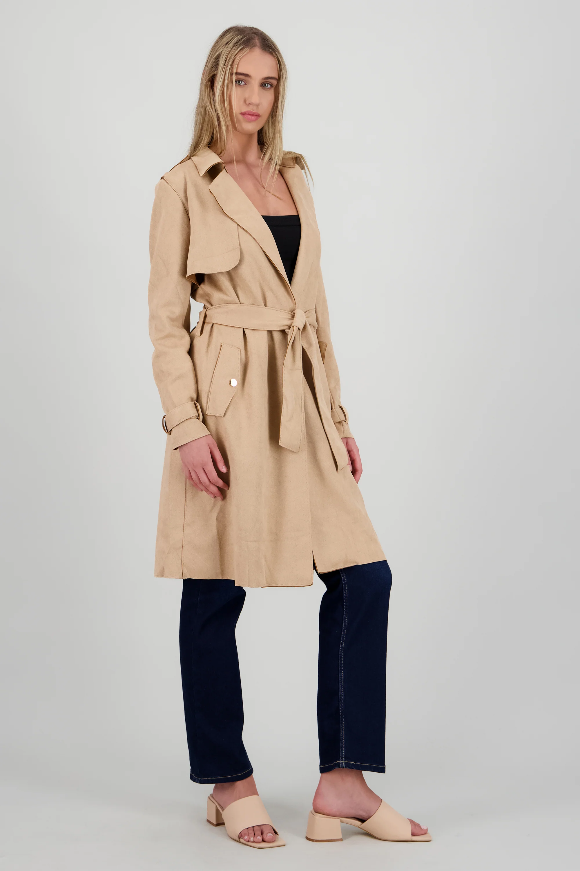 Abrigo suede con cinturon - Image 3
