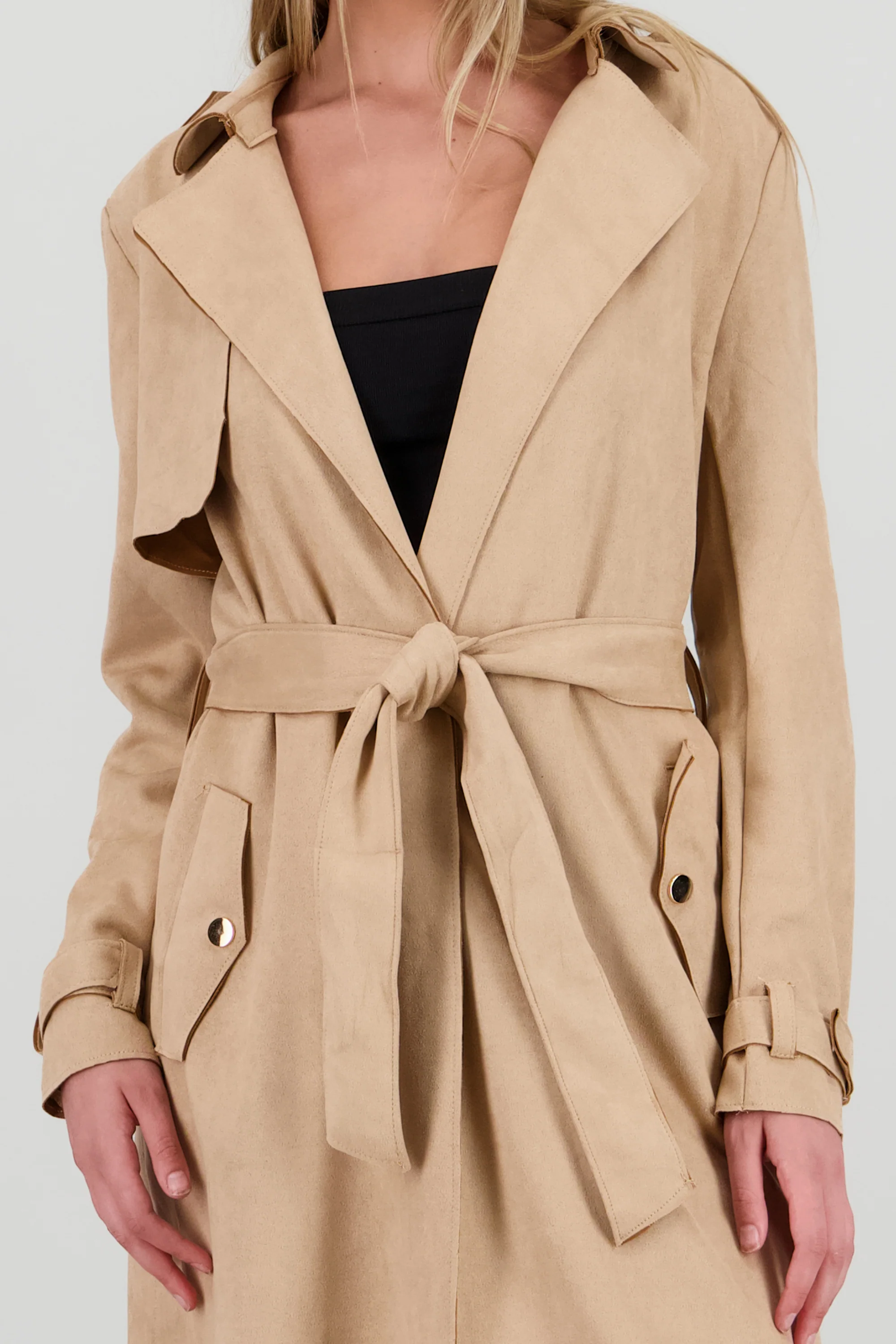 Abrigo suede con cinturon - Image 5