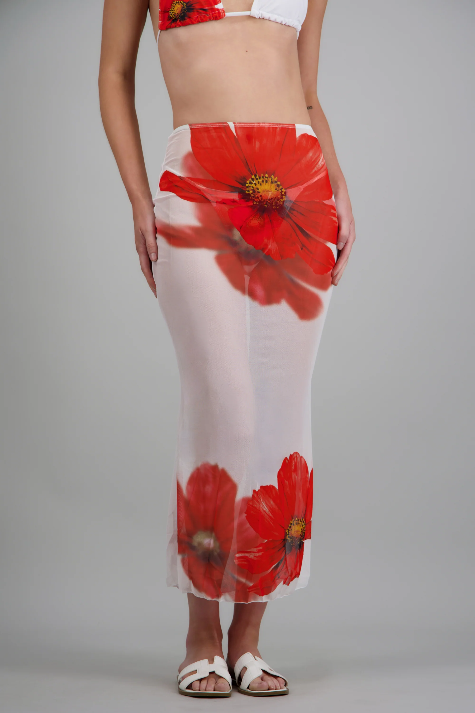 Bikini 3pz estampado flores falda maxi - Image 2