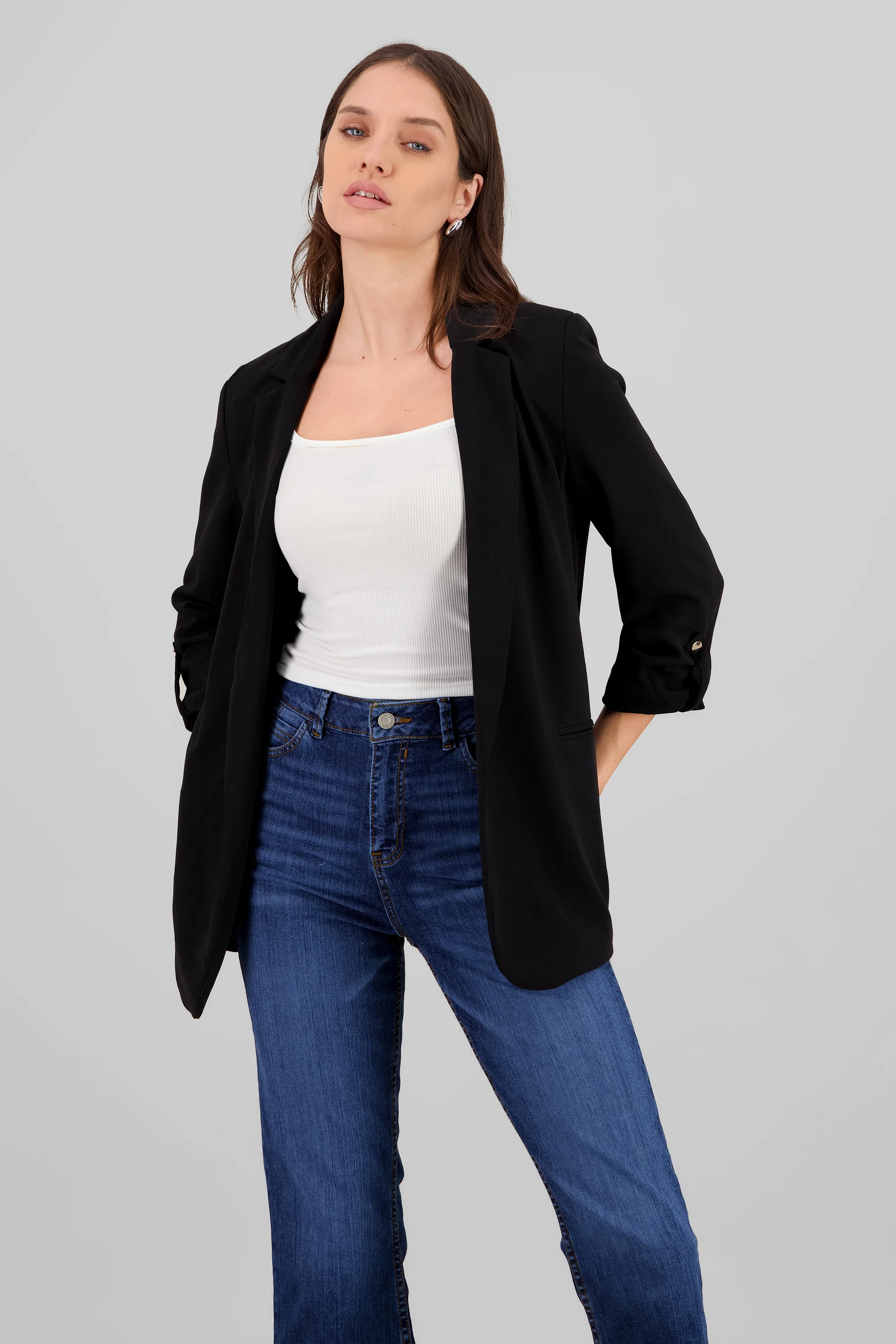 Blazer manga 3/4 con boton liso - Image 2