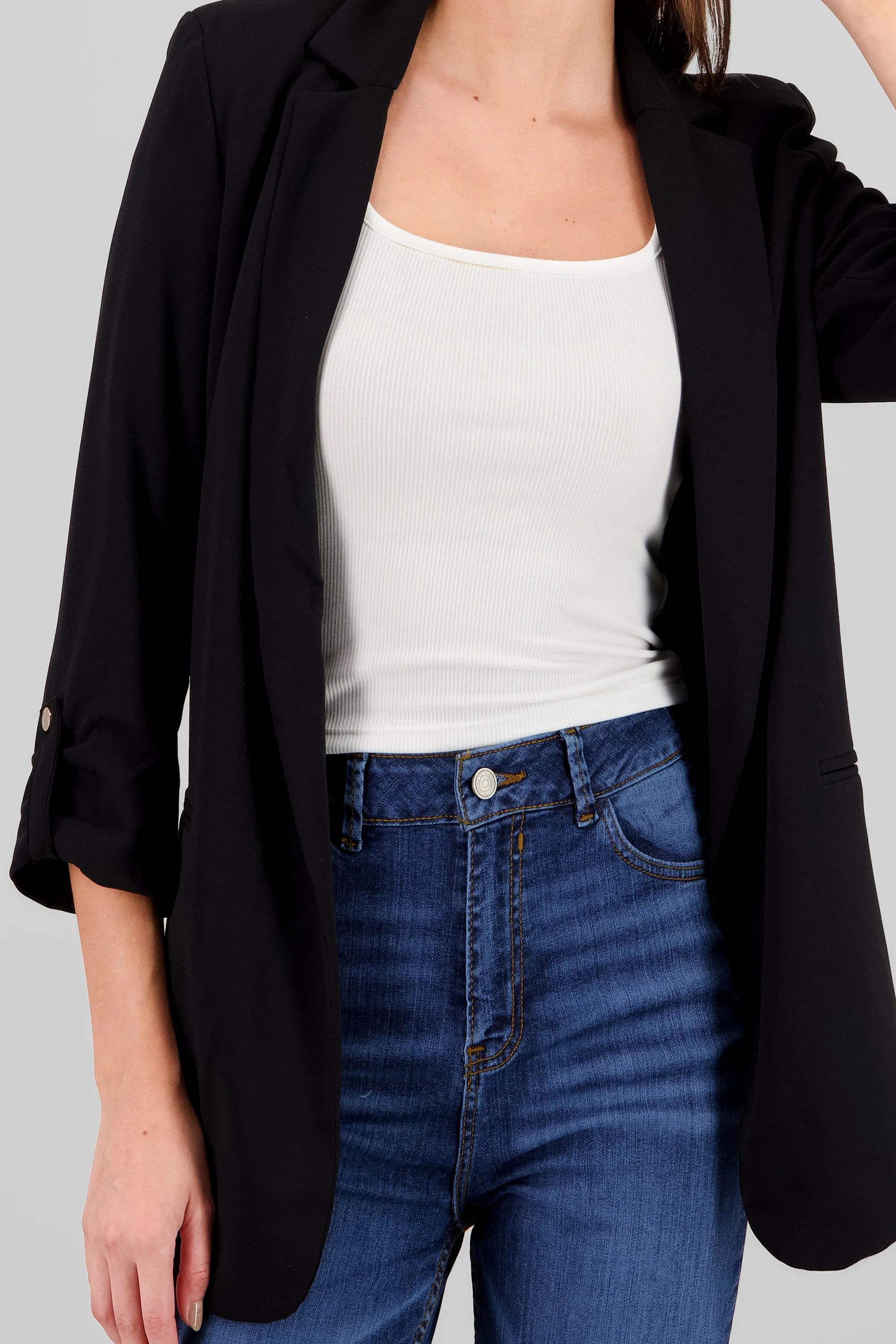Blazer manga 3/4 con boton liso - Image 5