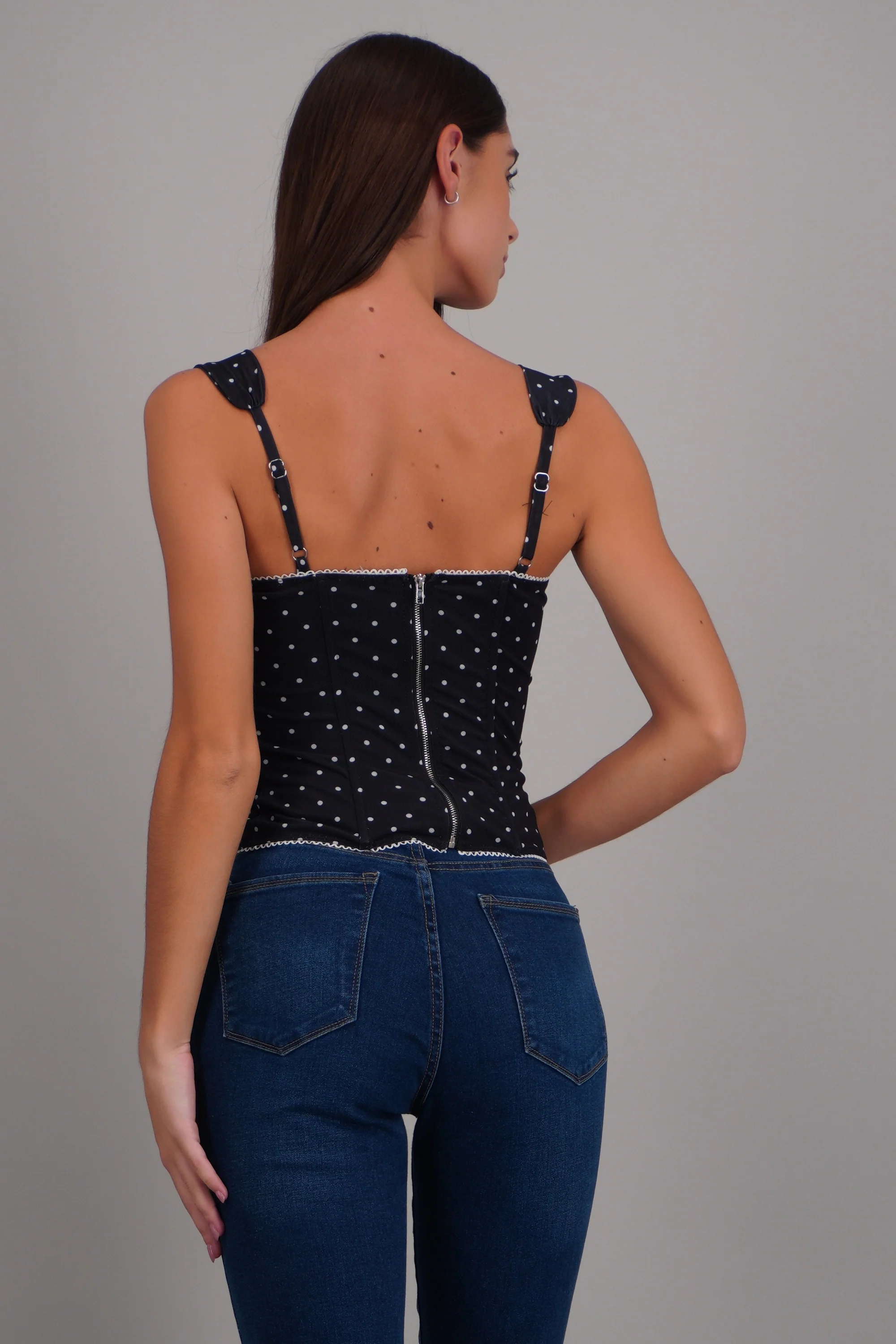 Blusa corset mesh polka con varillas - Image 4
