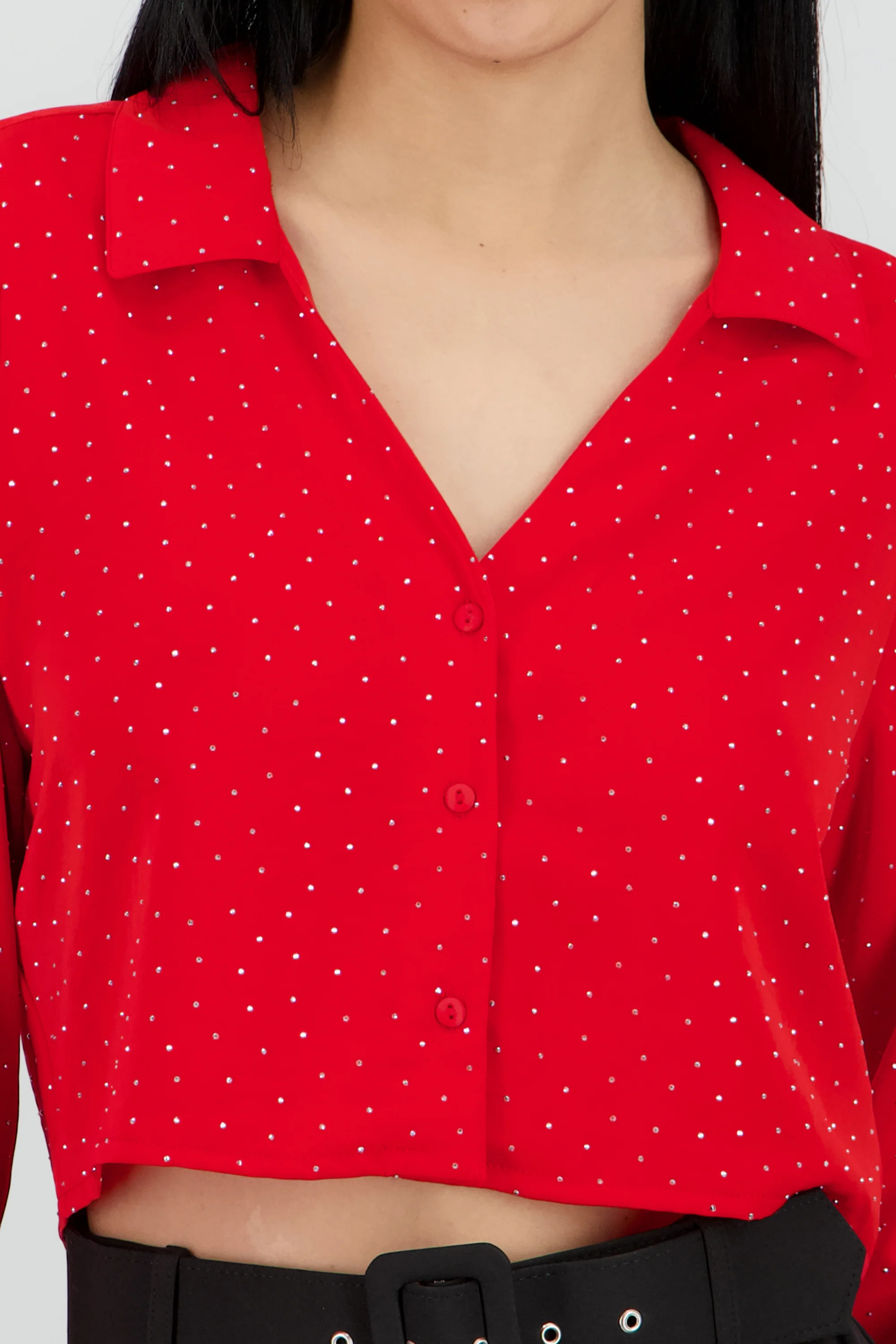 Blusa crop manga larga con brillos Hypsters - Image 5