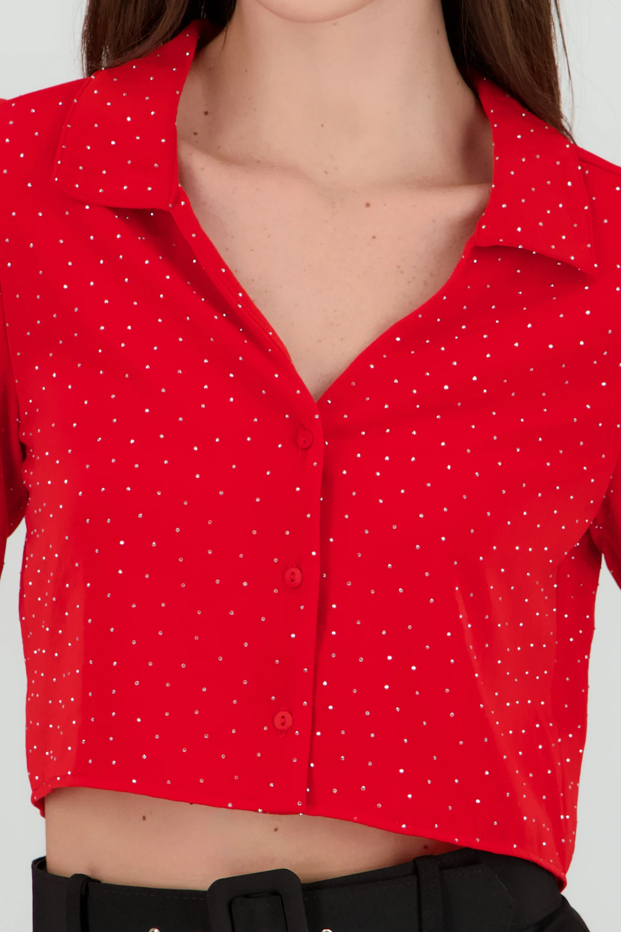 Blusa crop manga larga con brillos Hypsters - Image 5