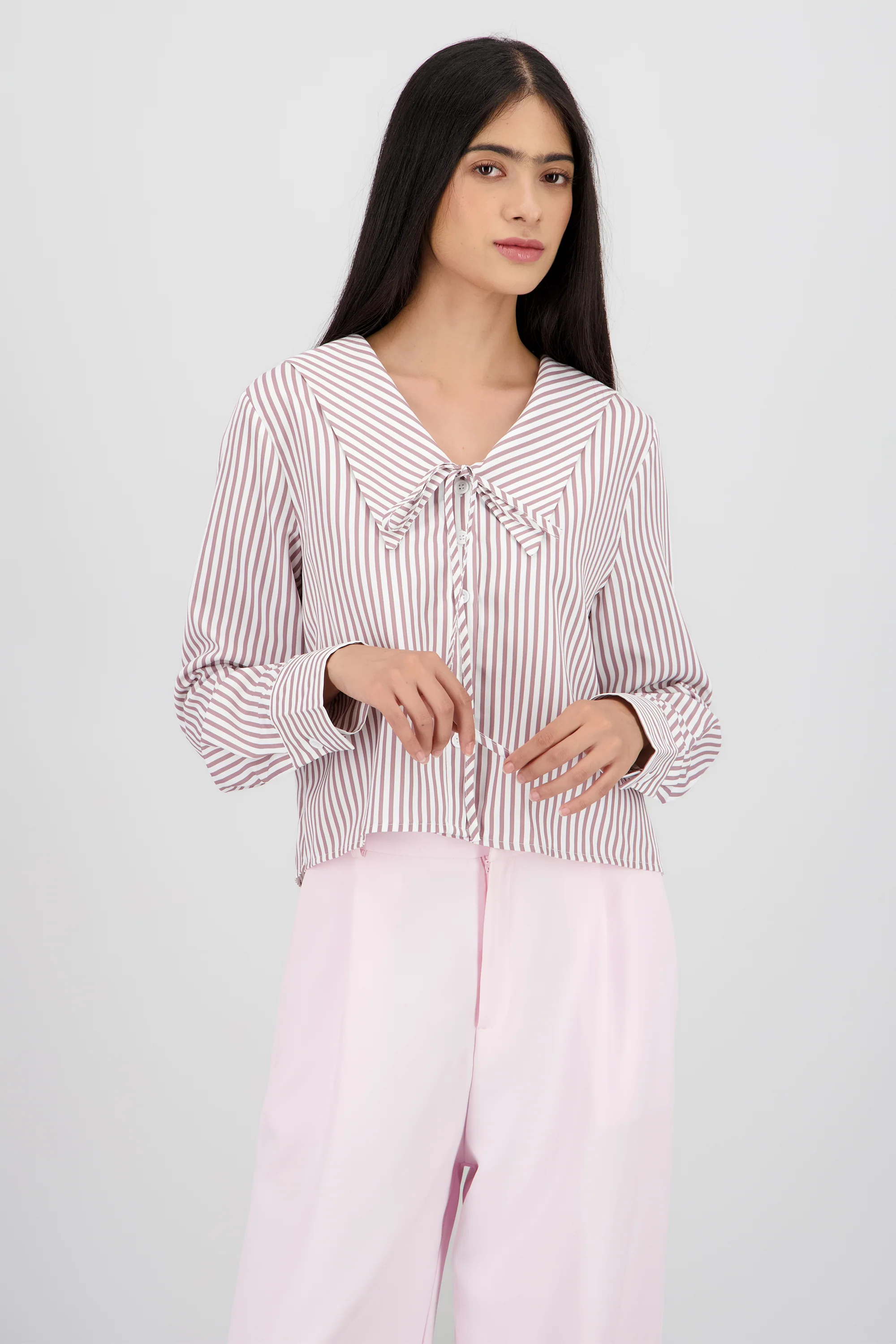 Blusa cuello bobo estampado rayas - Image 2