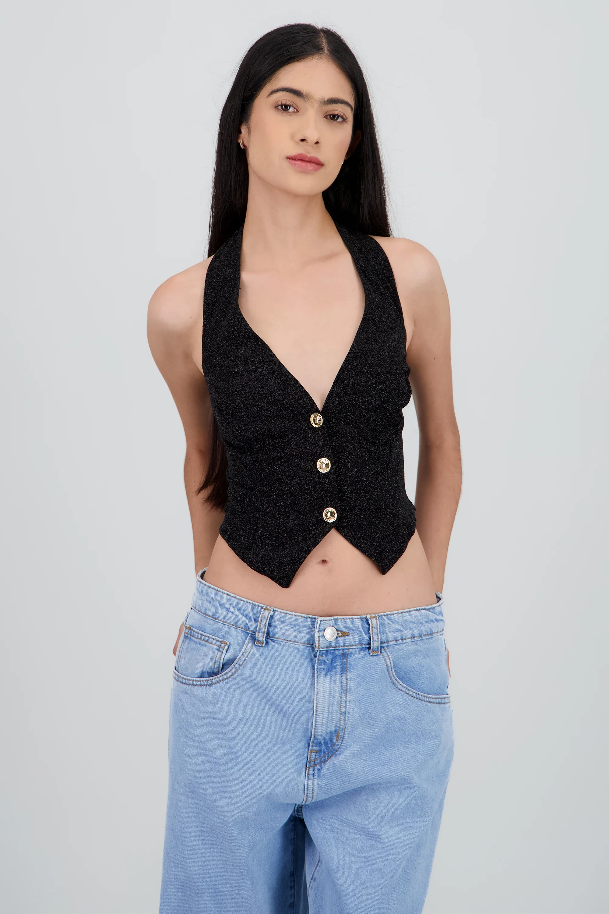 Blusa halter brillos