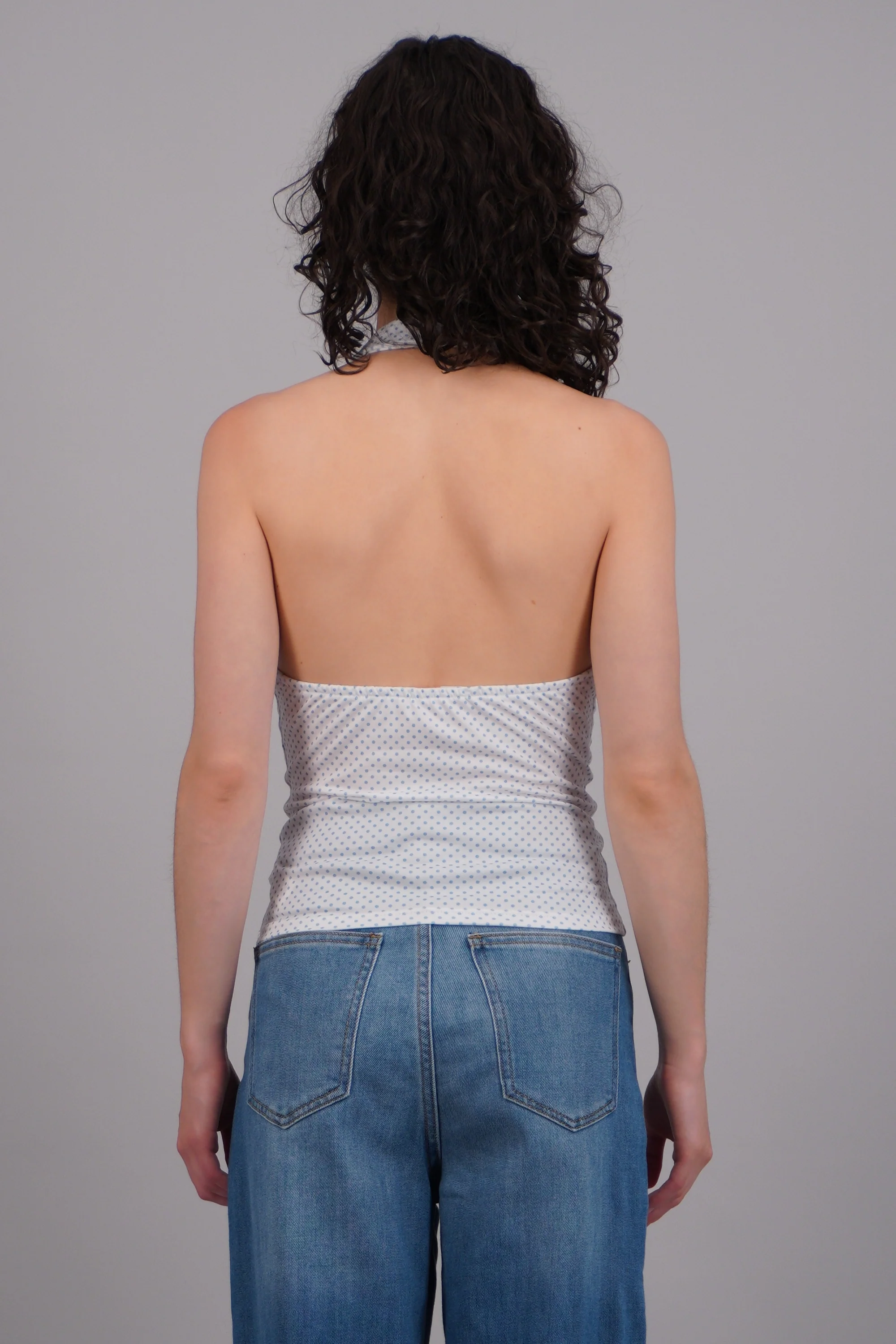 Blusa halter cuello drapeado polka - Image 4