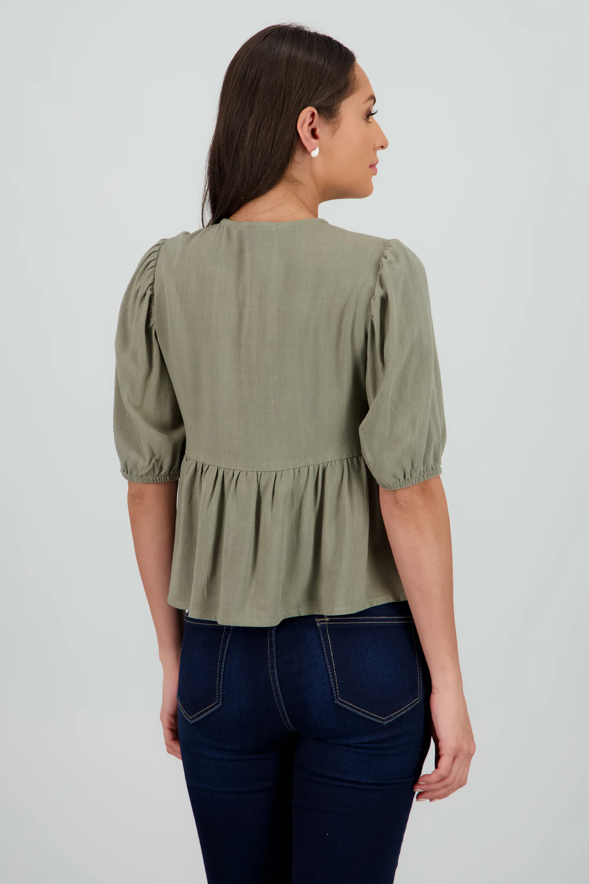 Blusa manga abullonada con moños - Image 4