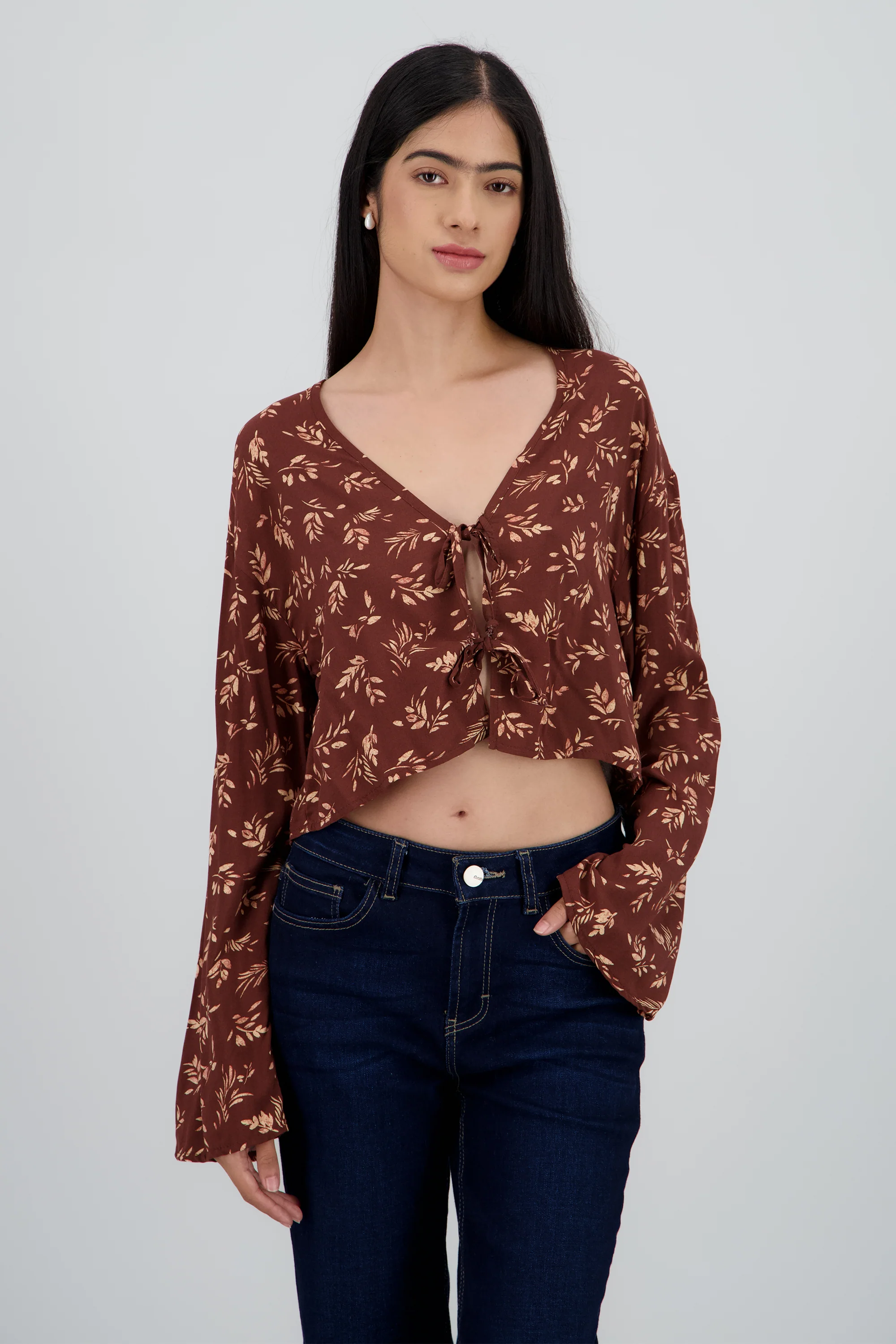 Blusa manga campana estampado flores