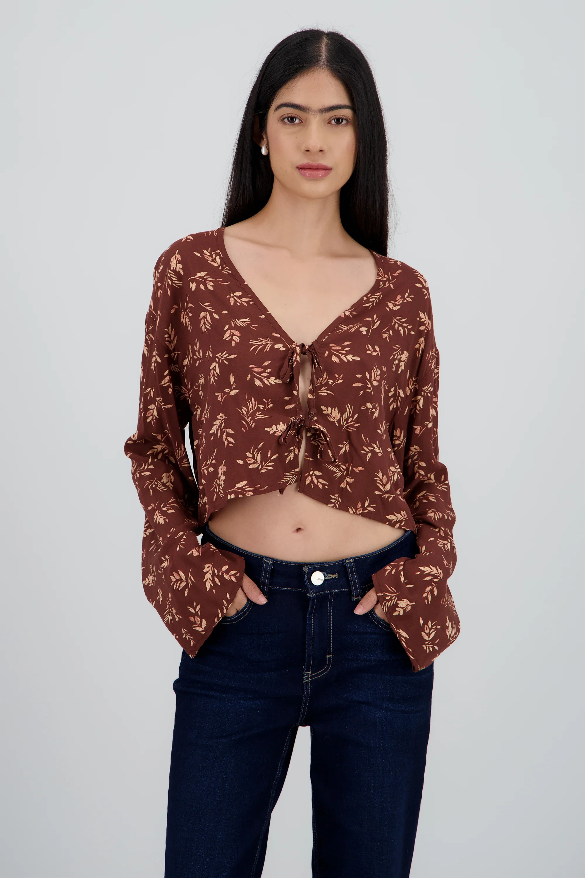Blusa manga campana estampado flores - Image 2