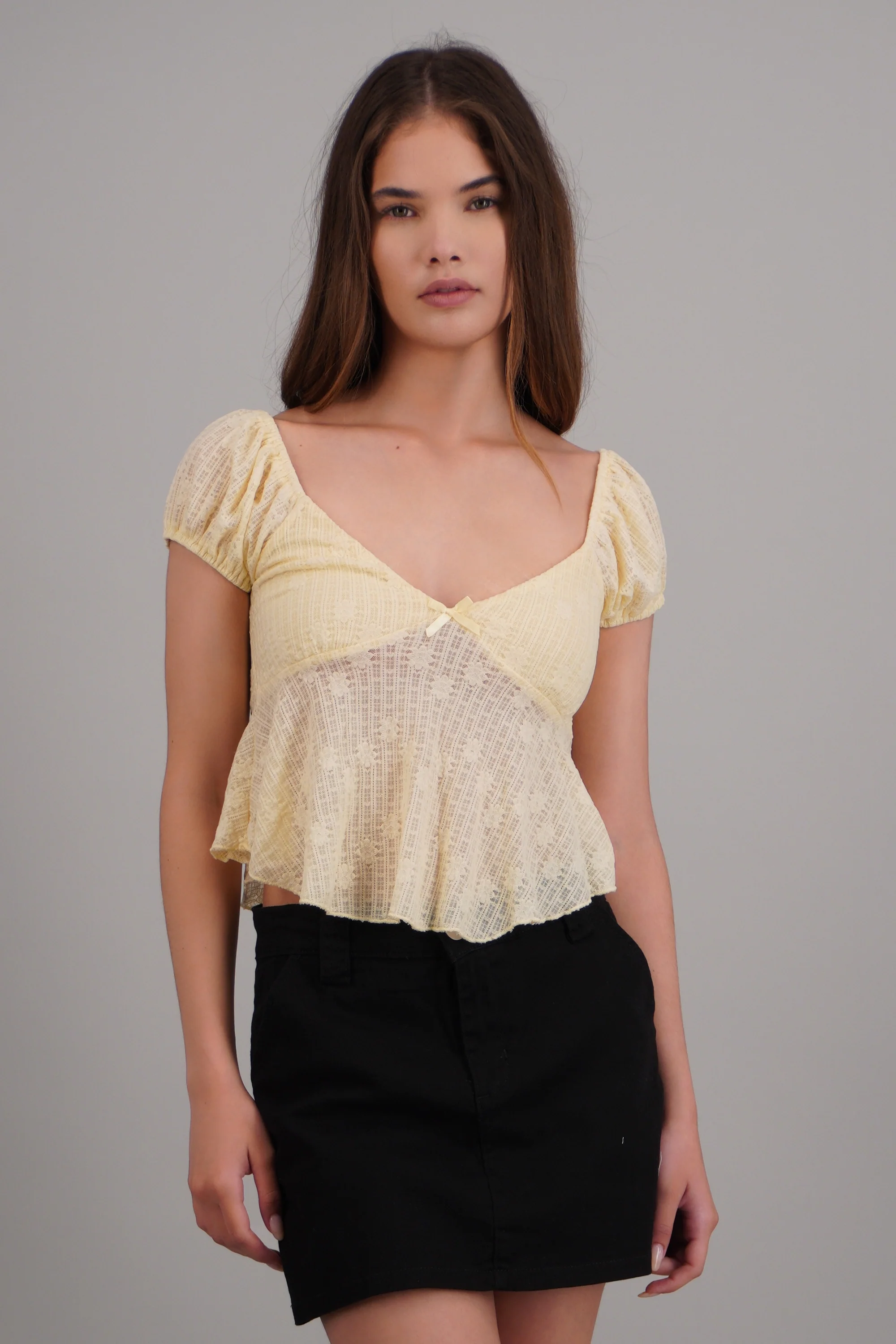 Blusa manga corta con detalle mono