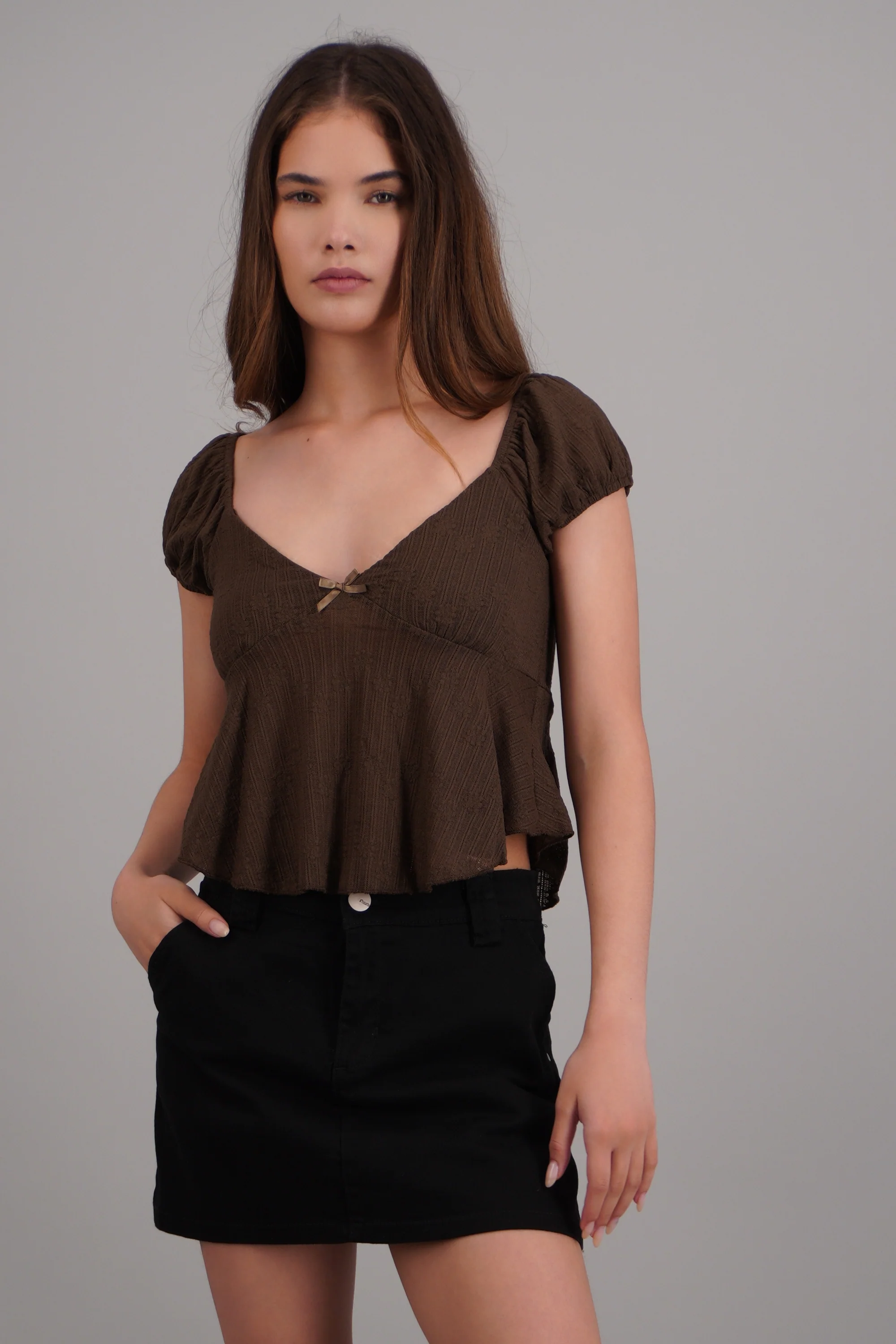 Blusa manga corta con detalle mono - Image 3