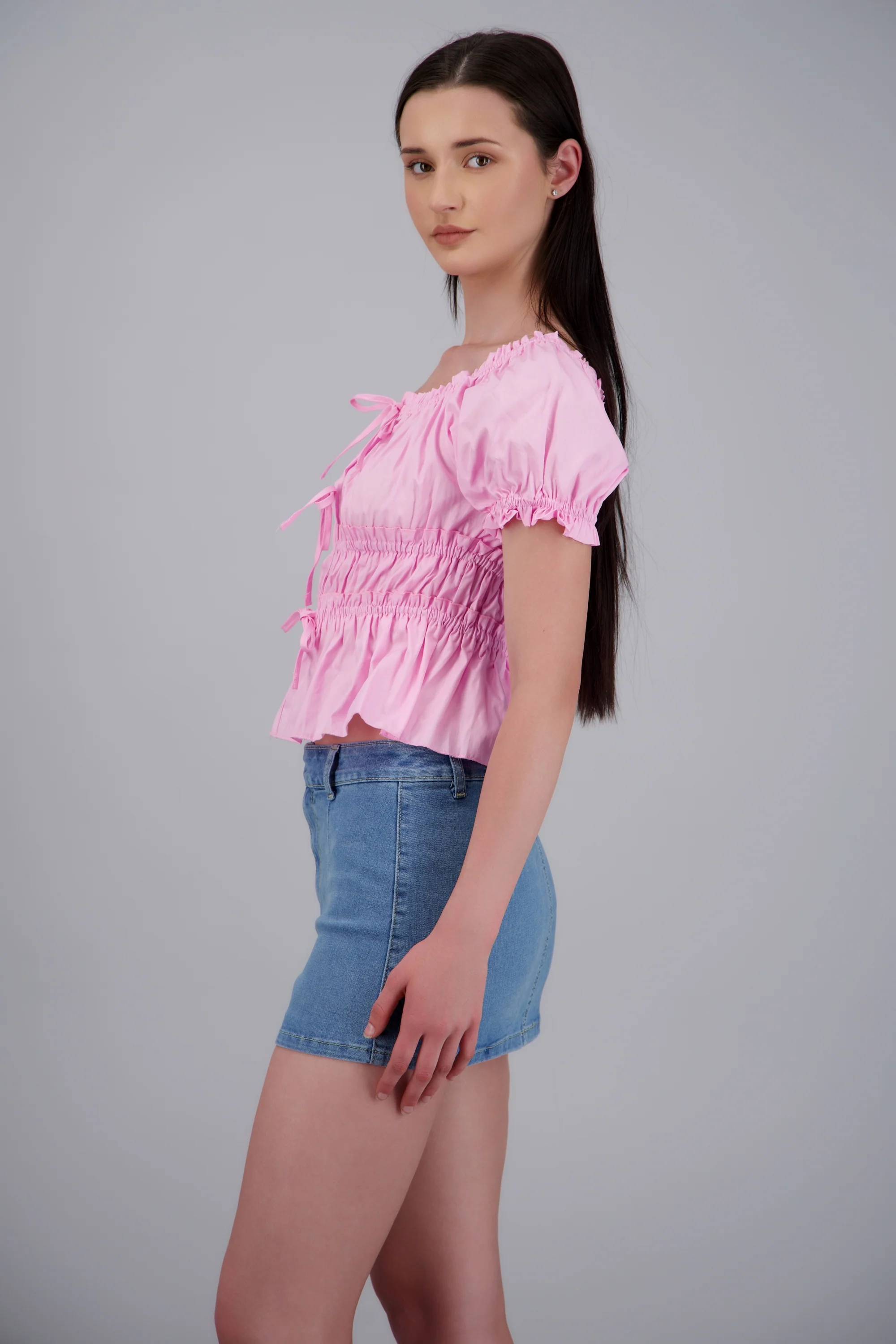 Blusa manga corta detalle resortes - Image 2