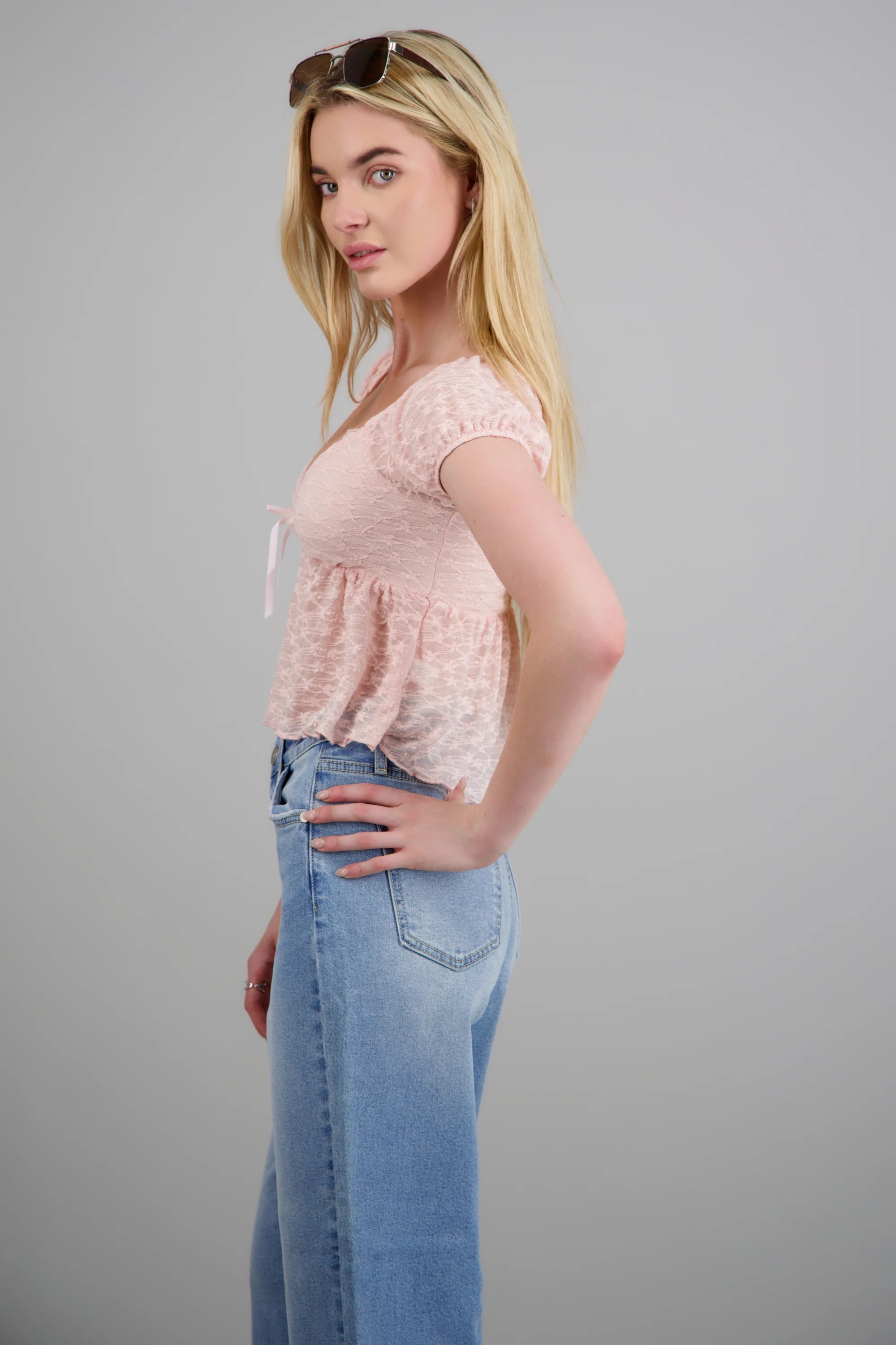Blusa manga corta encaje - Image 3