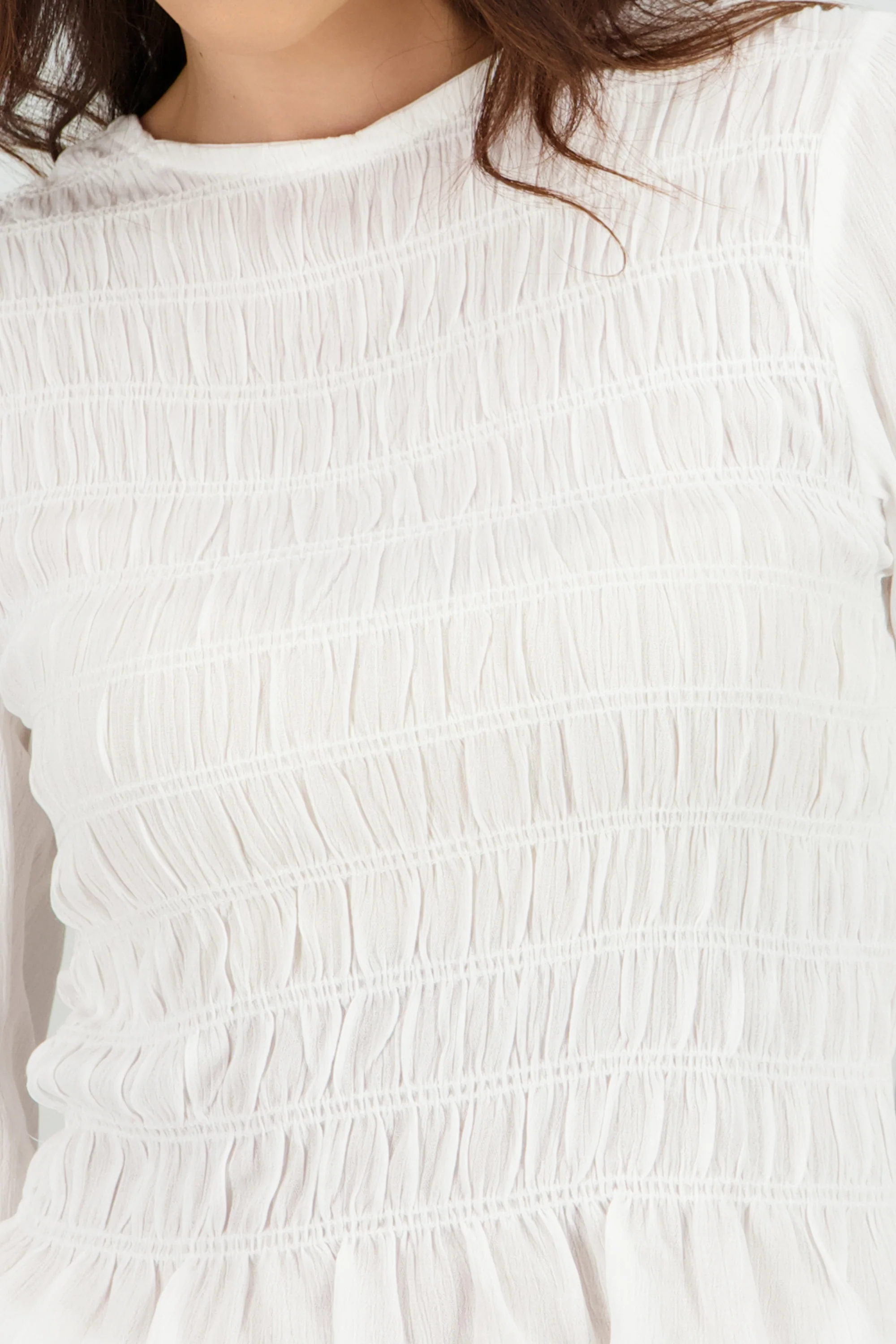Blusa manga larga cuello redondo smock - Image 5