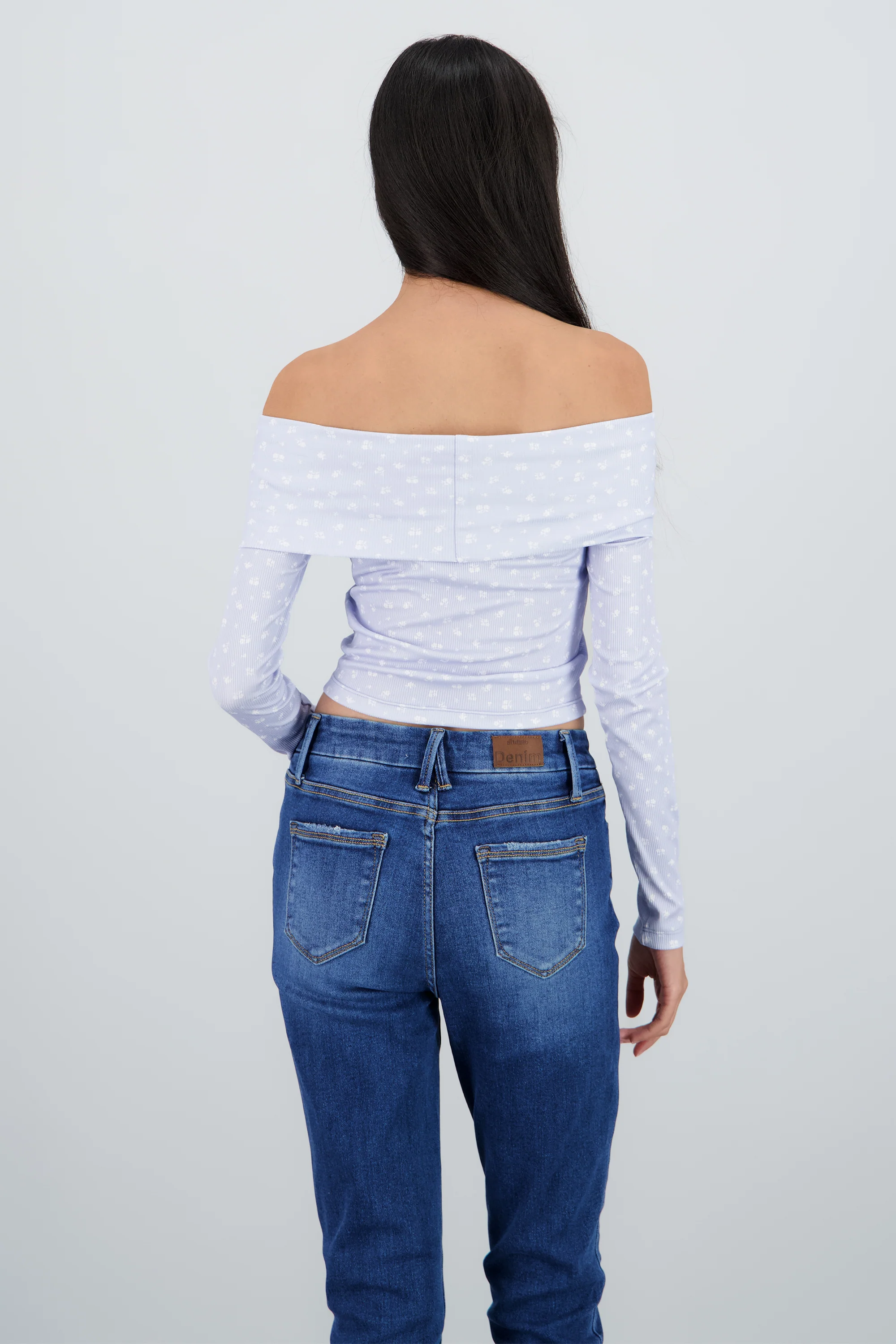 Blusa manga larga off shoulder mini flores - Image 4
