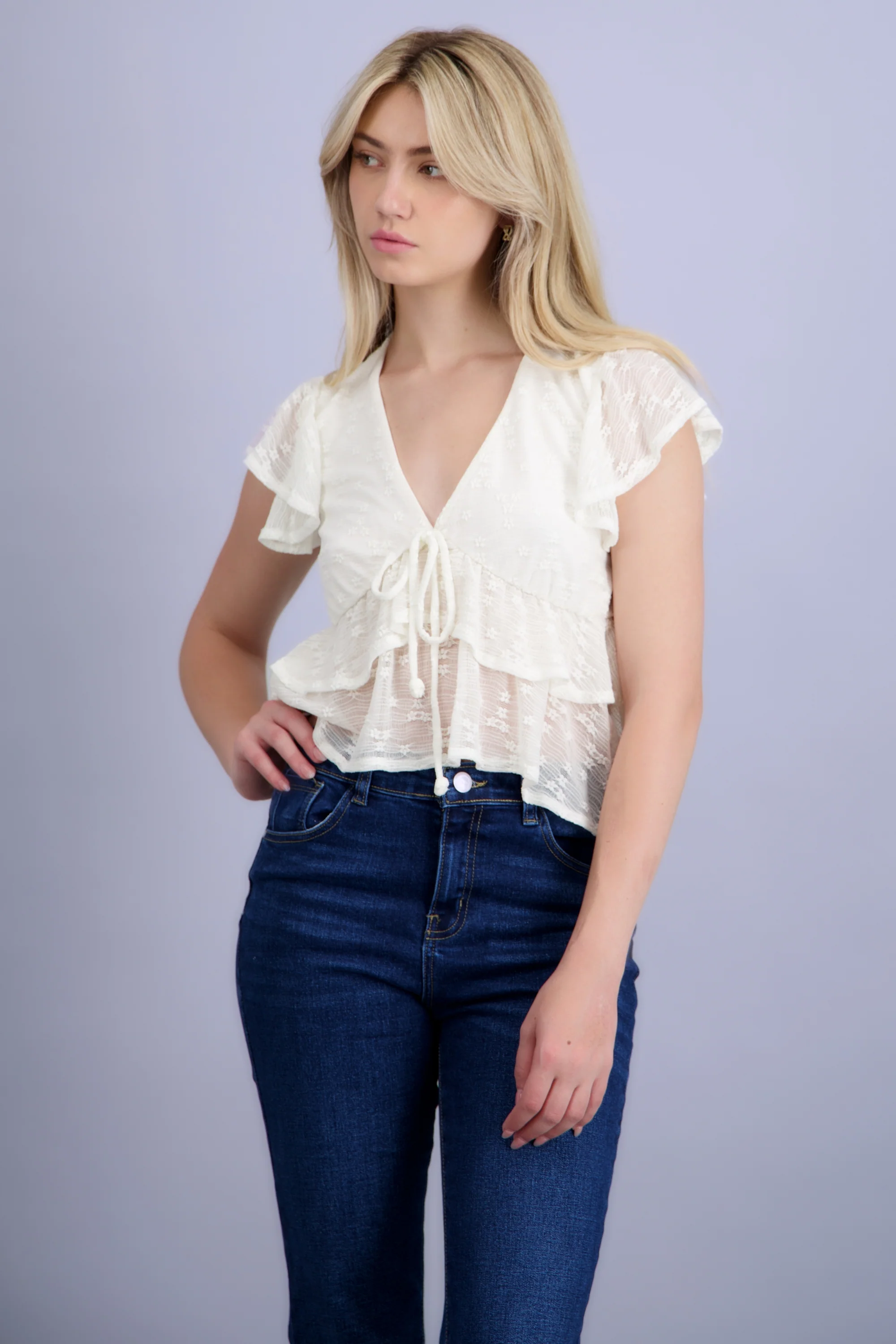 Blusa olanes encaje flores