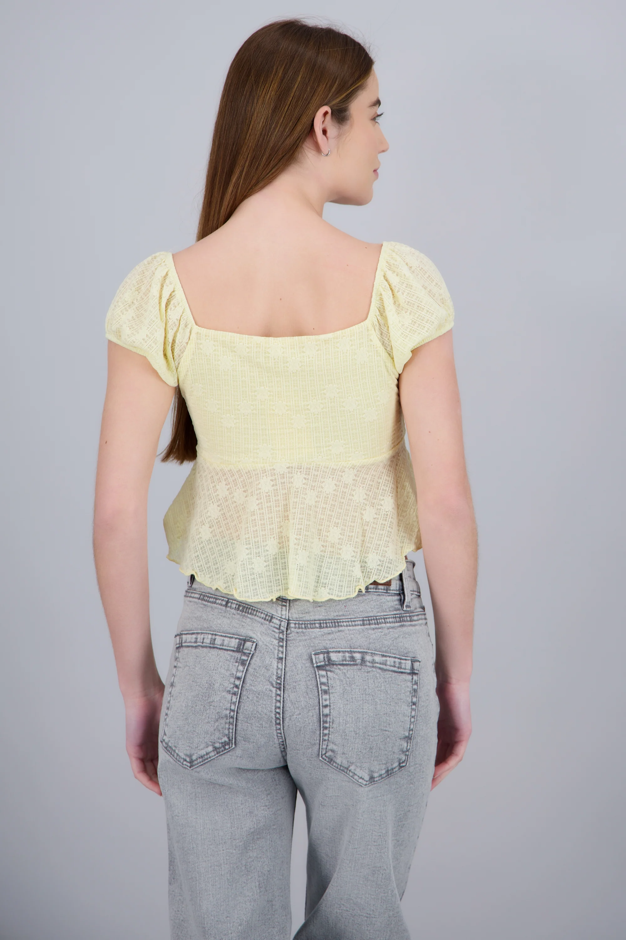 Blusa peplum encaje detalle moño - Image 3