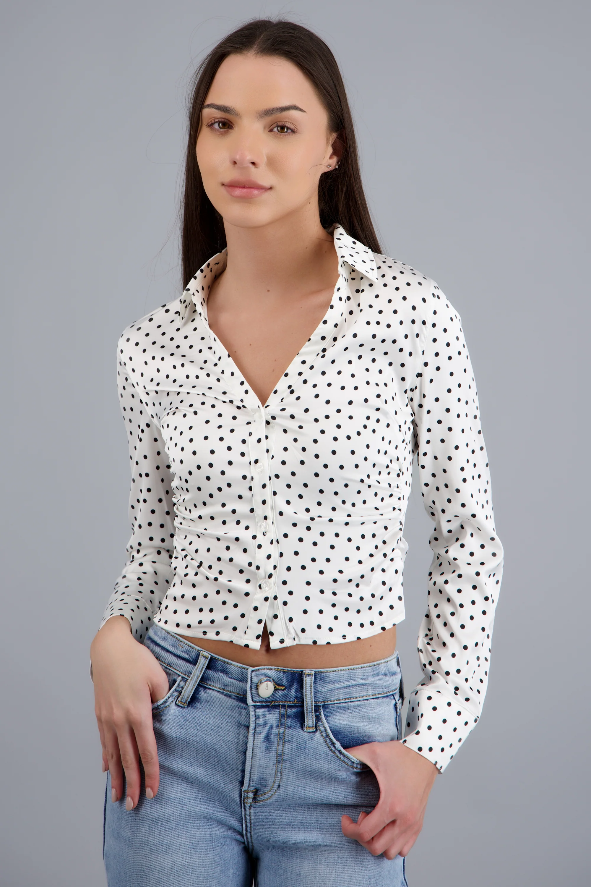 BLUSA SATINADA POLKA DOTS
