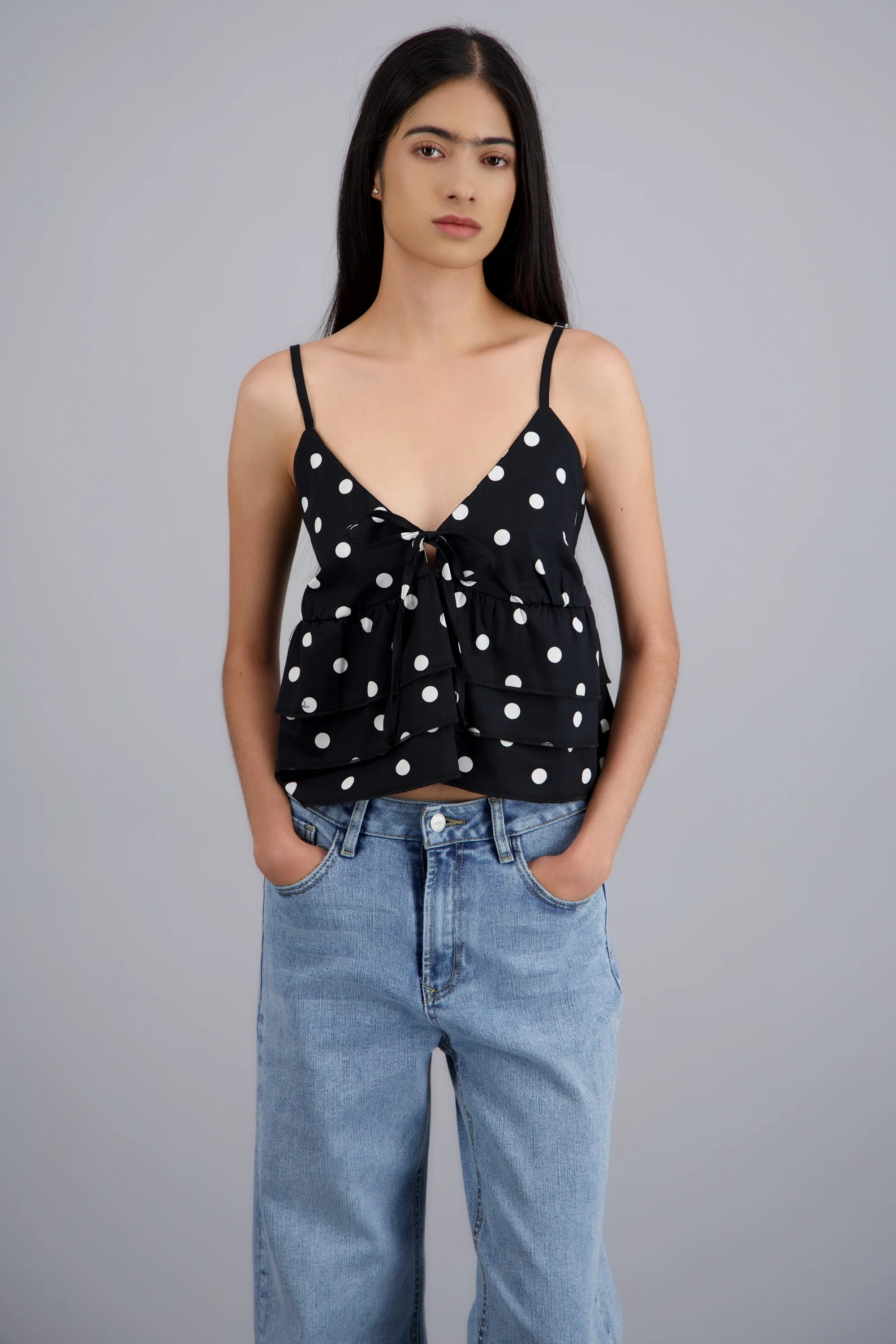 Blusa tirantes detalle olanes polka