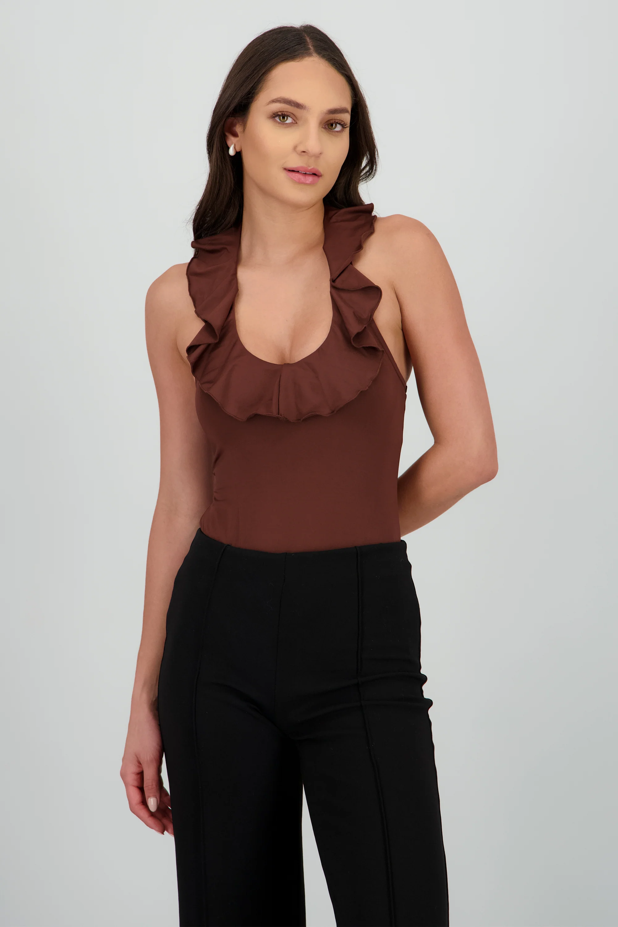 Bodysuit escote en v volante