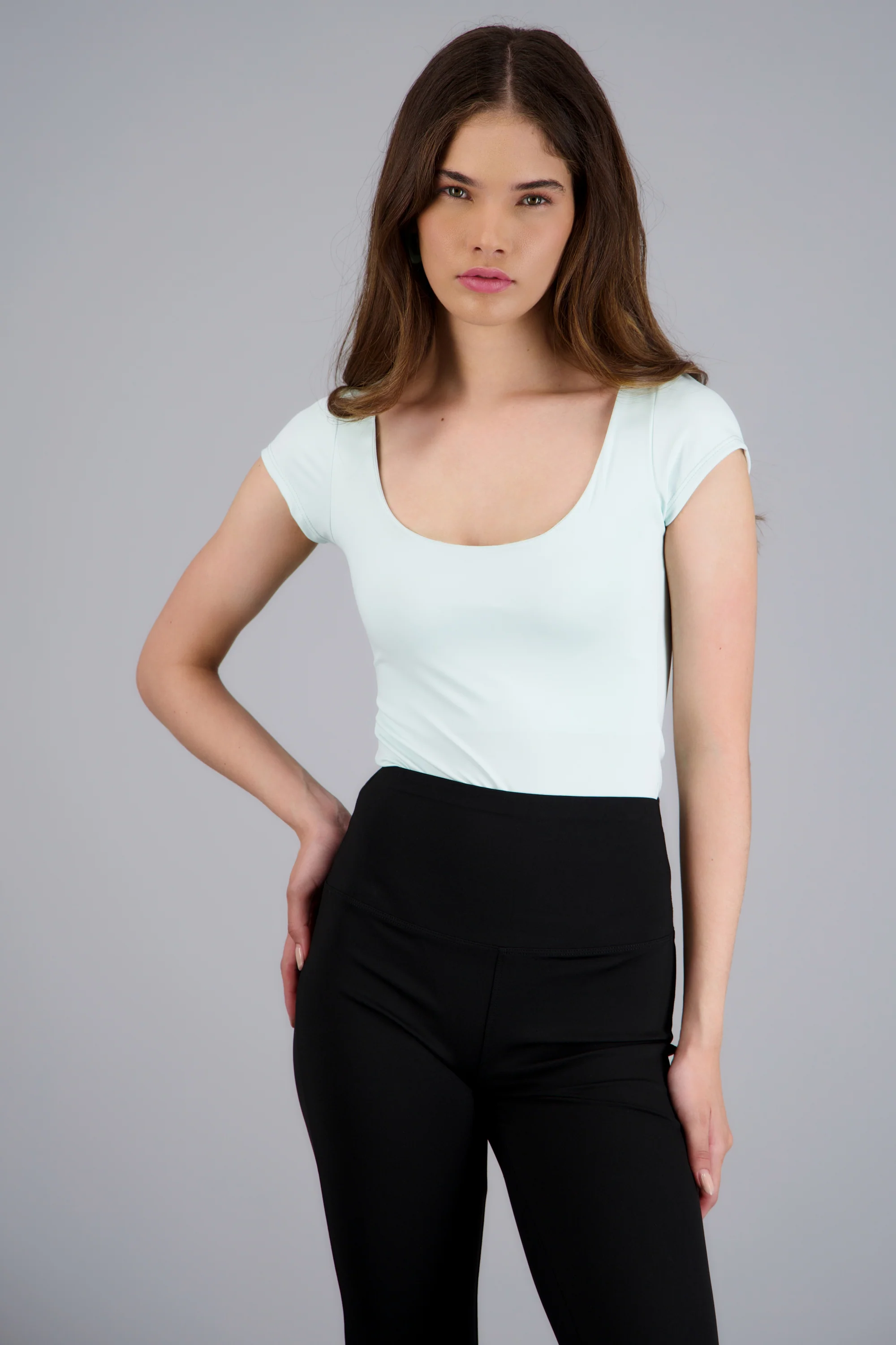 Bodysuit escote redondo manga corta liso