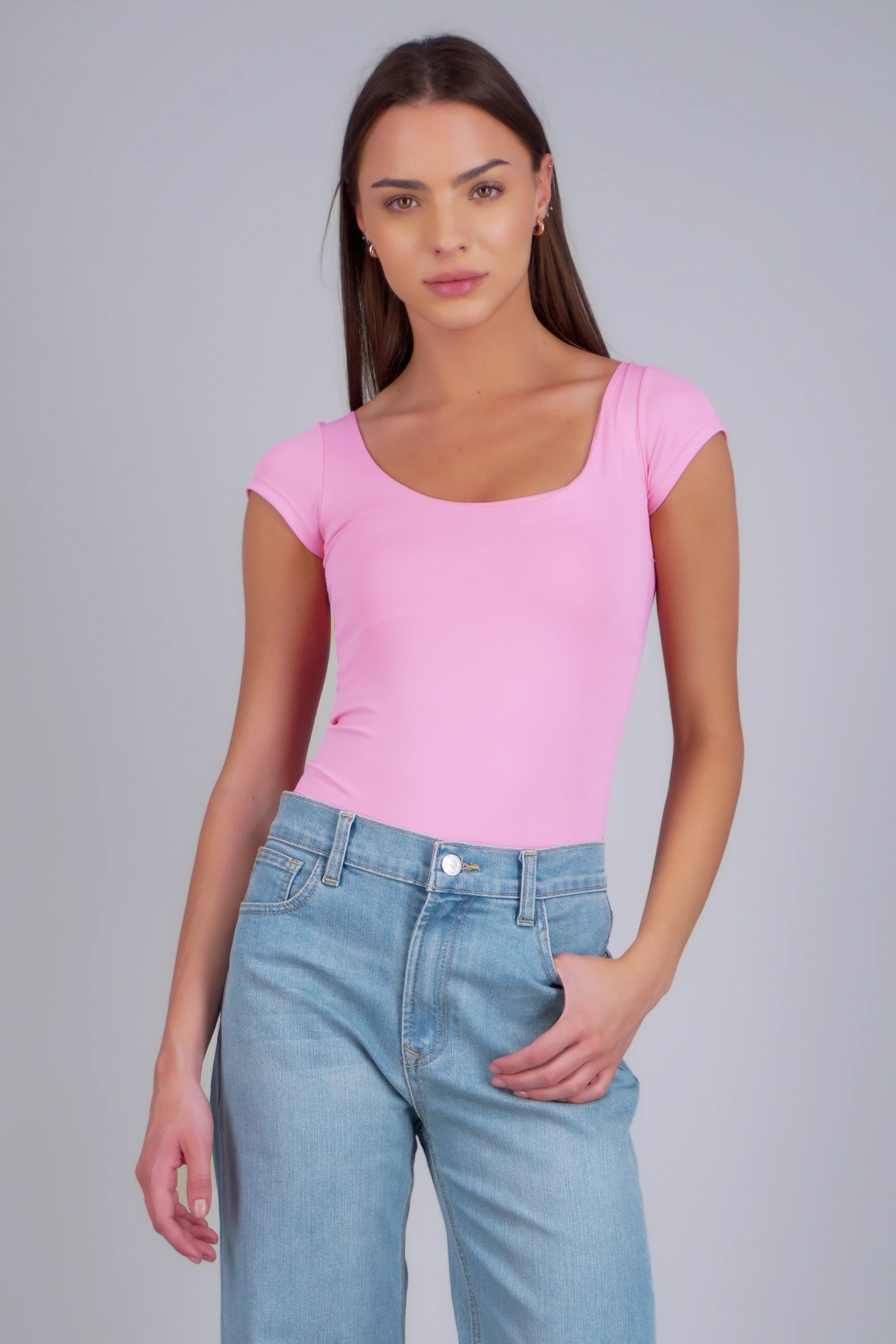 Bodysuit escote redondo manga corta liso