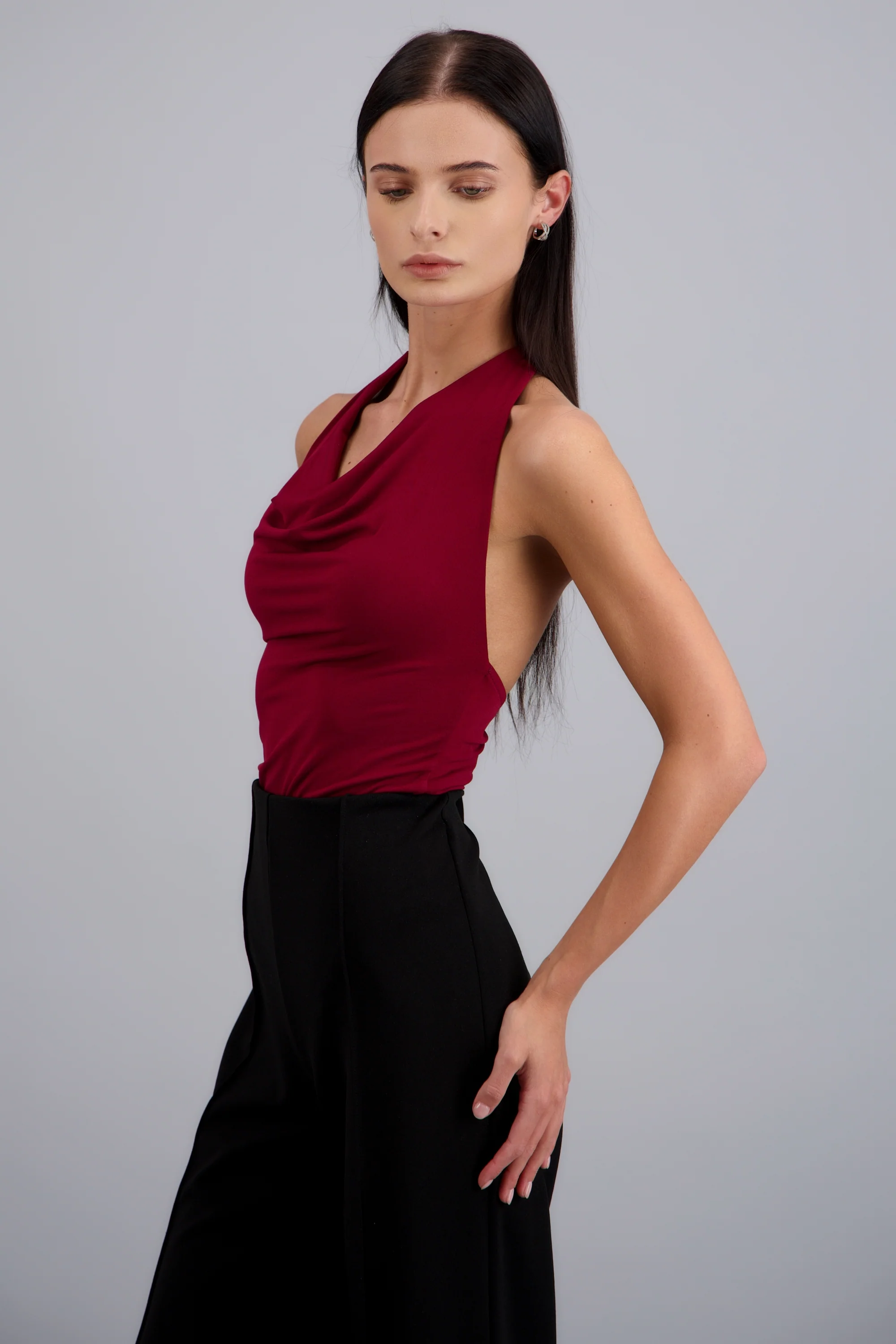 BODYSUIT HALTER ESCOTE CASCADA DRAPEADO - Image 3