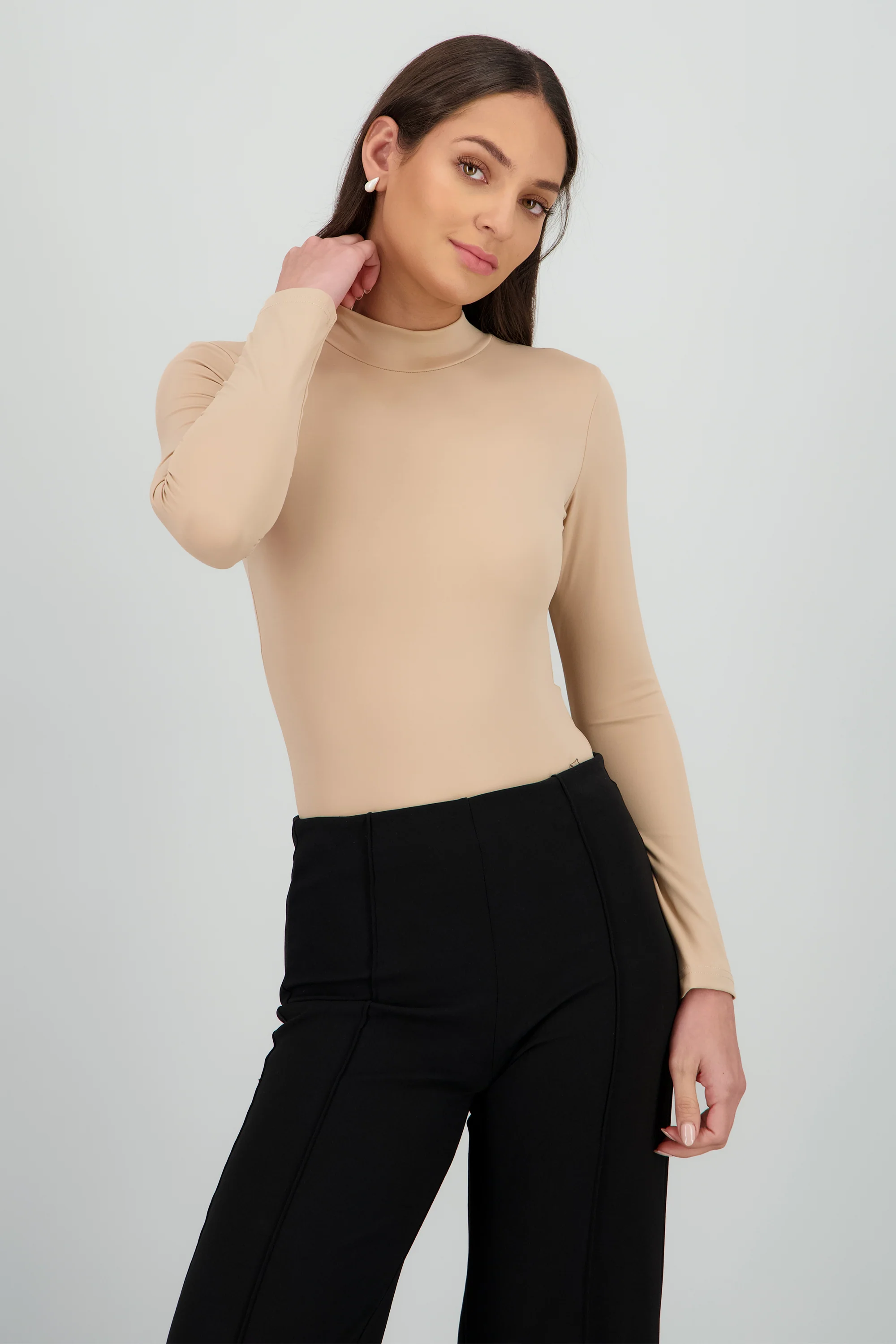 Bodysuit liso manga larga cuello alto - Image 2