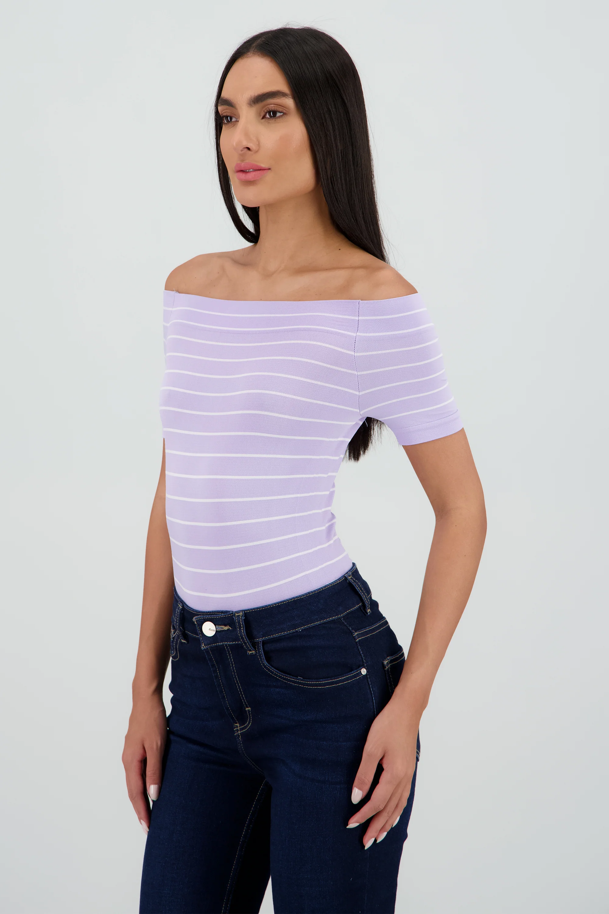 Bodysuit rayas hombro descubierto - Image 3