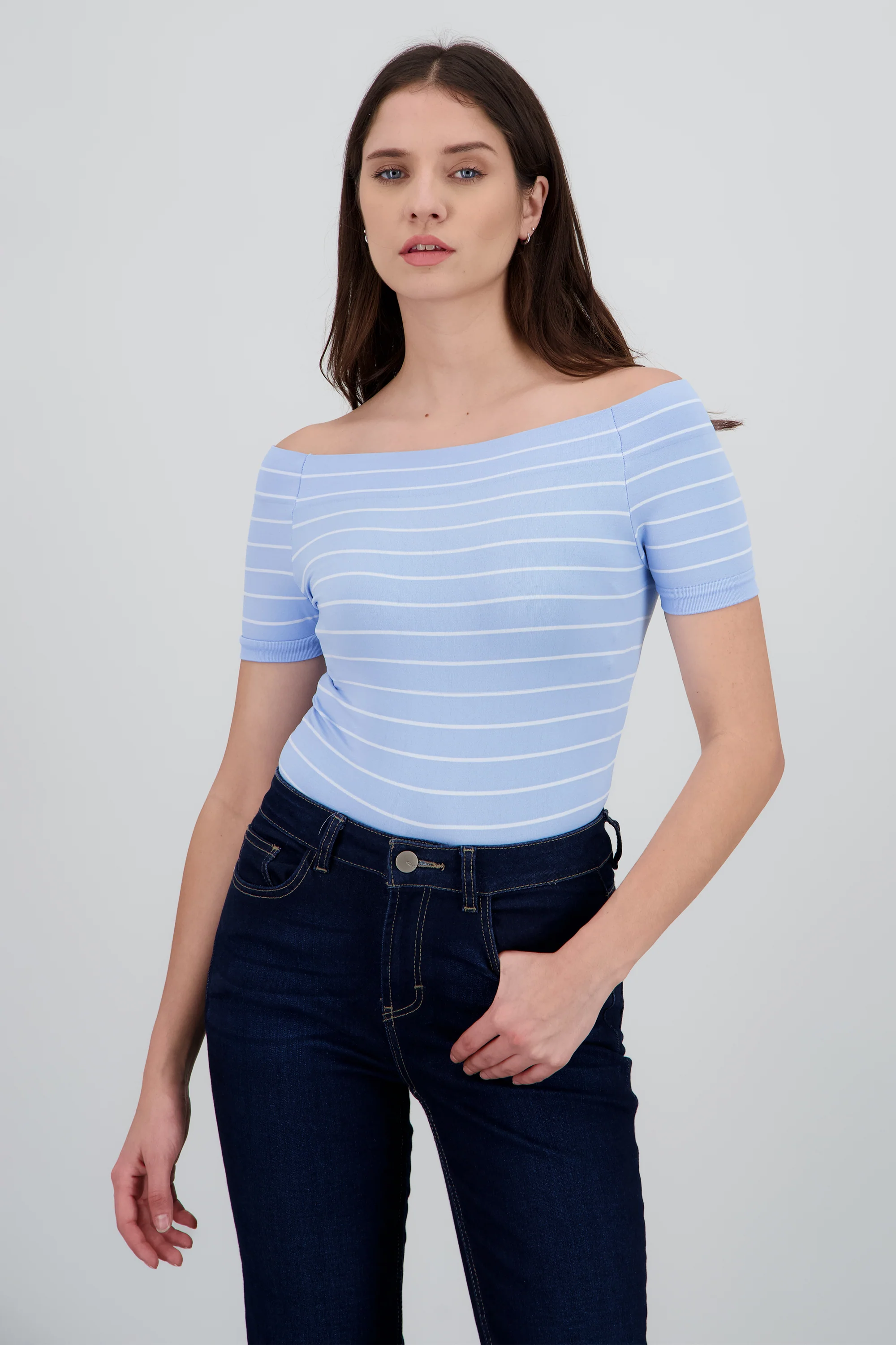 Bodysuit rayas hombro descubierto