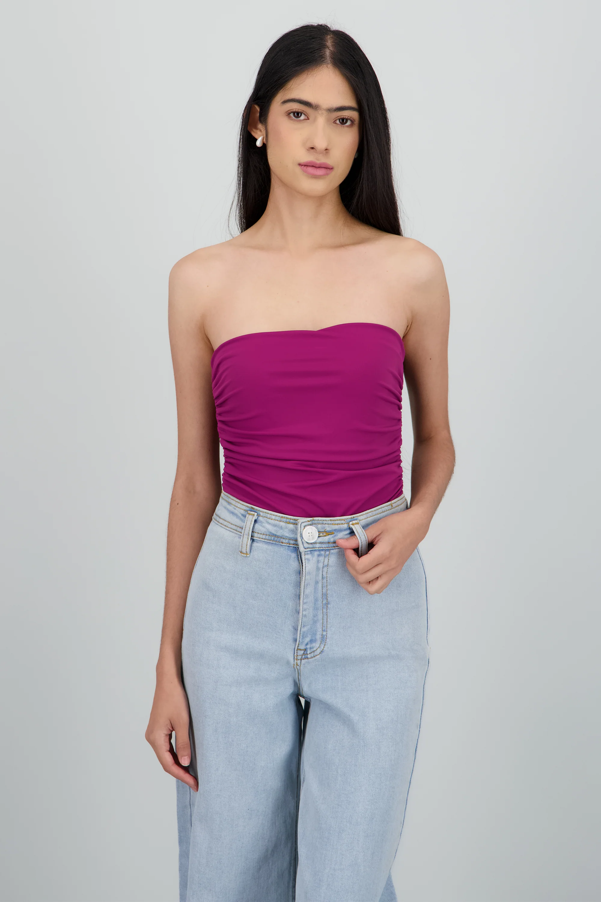 Bodysuit strapless drapeado