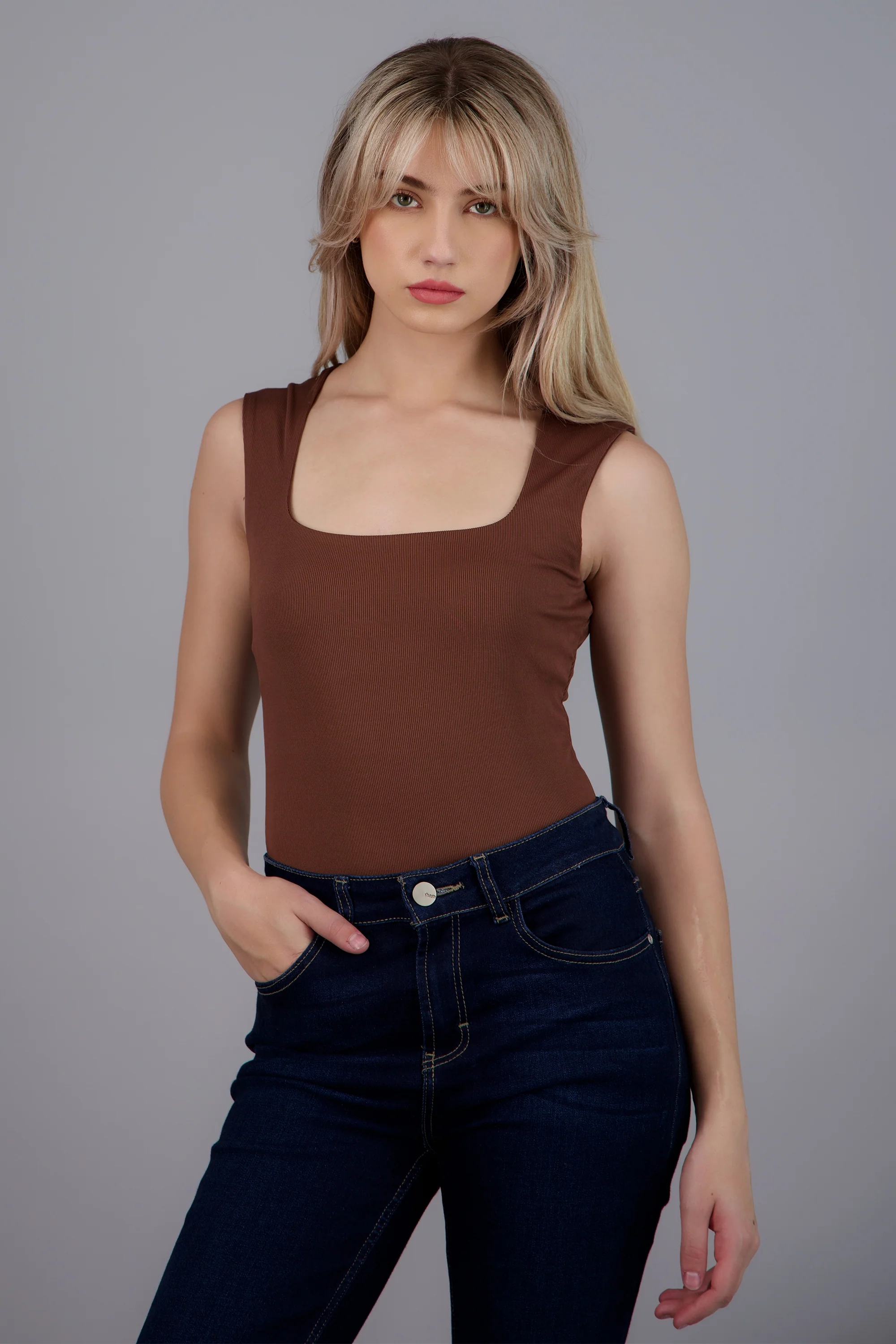 Bodysuit rib escote cuadrado