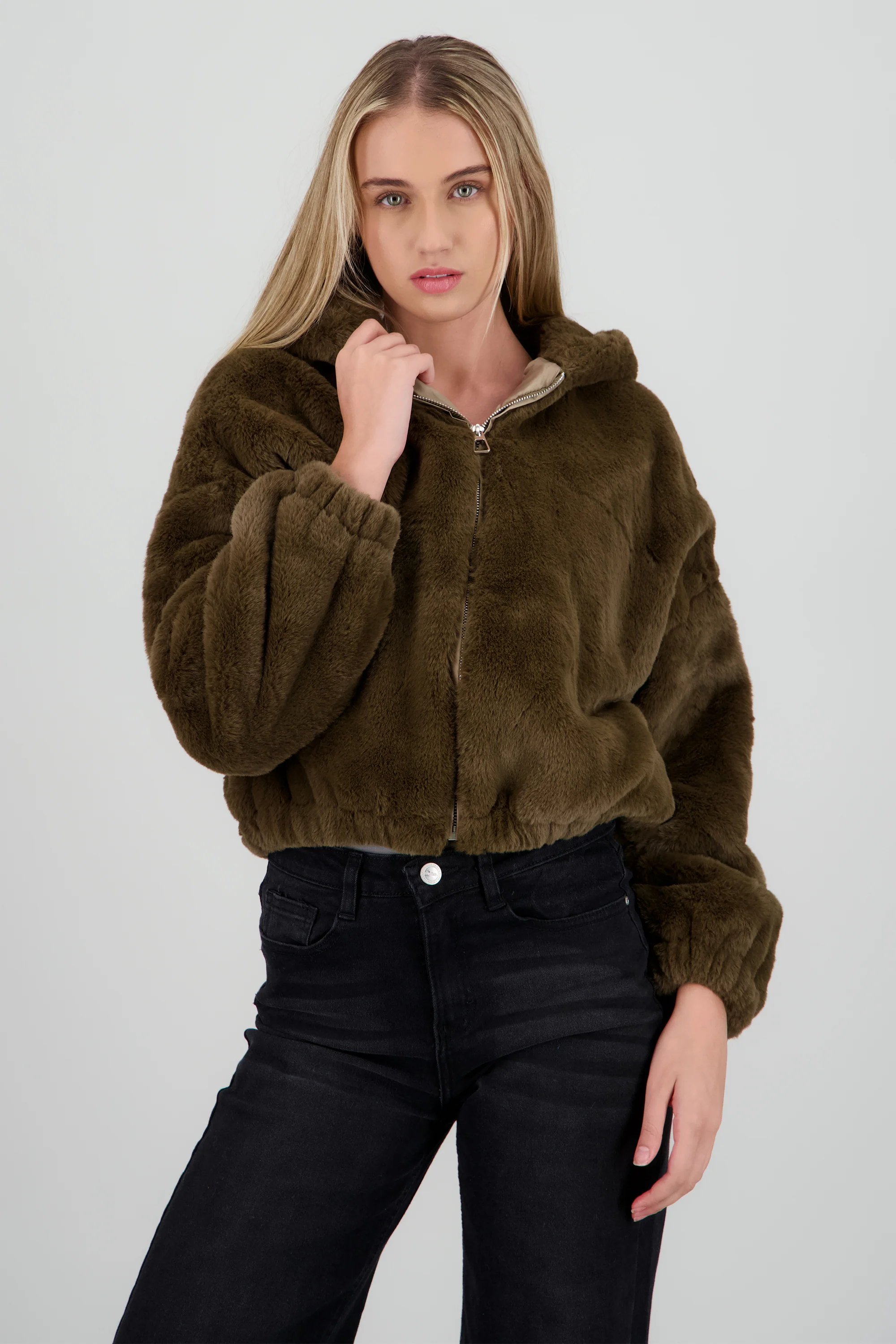 Bomber peluche con gorro - Image 2