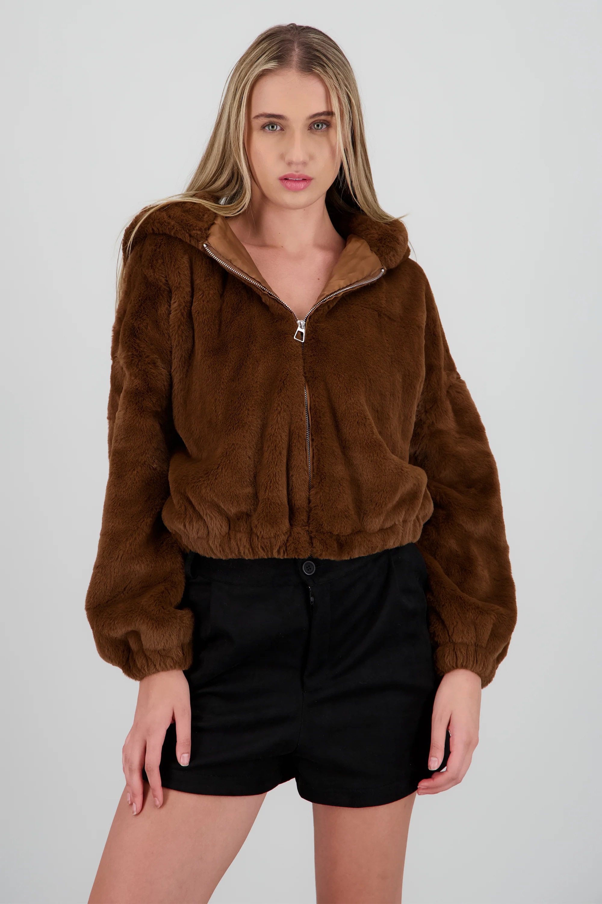 Bomber peluche con gorro - Image 2