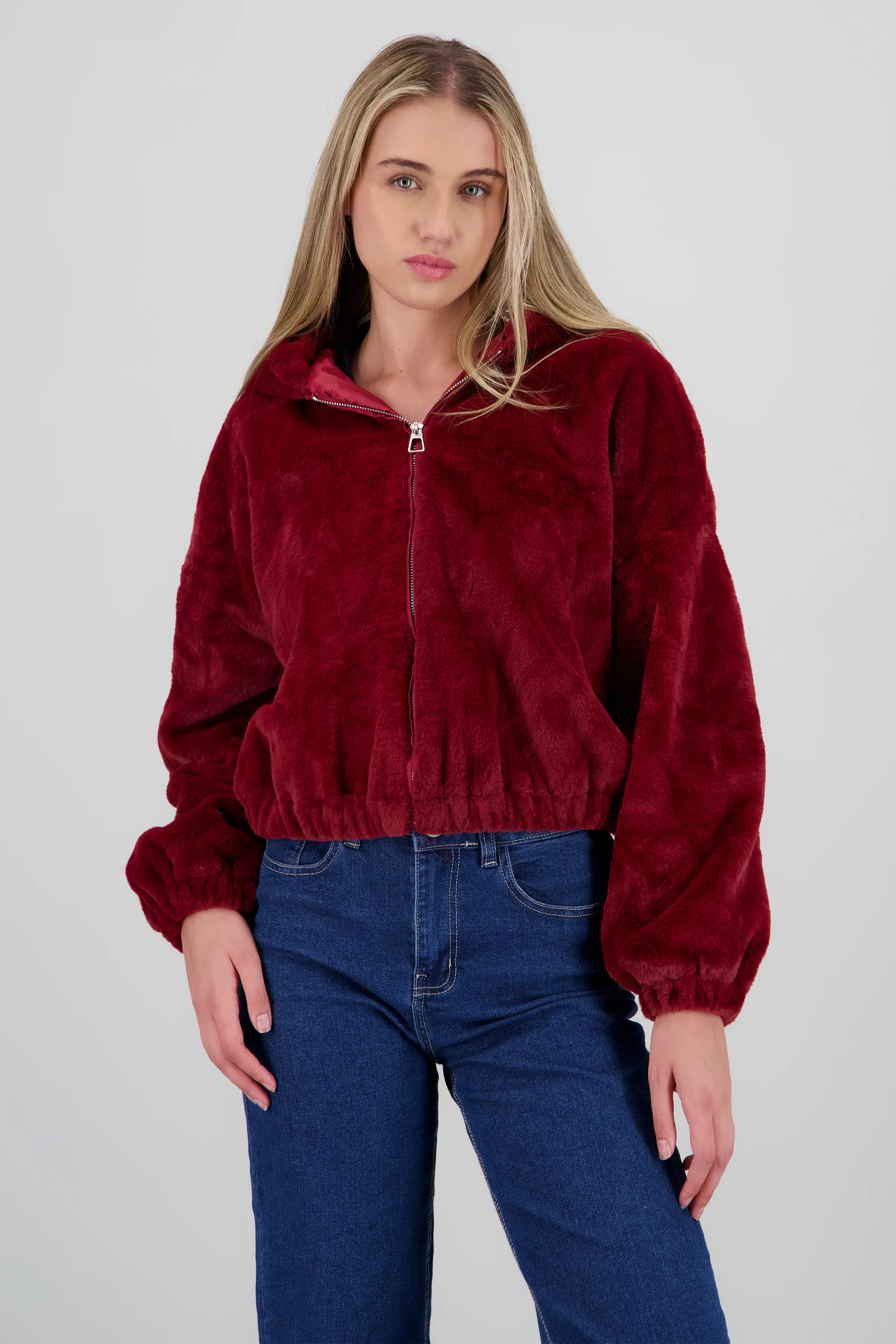 Bomber peluche con gorro - Image 2
