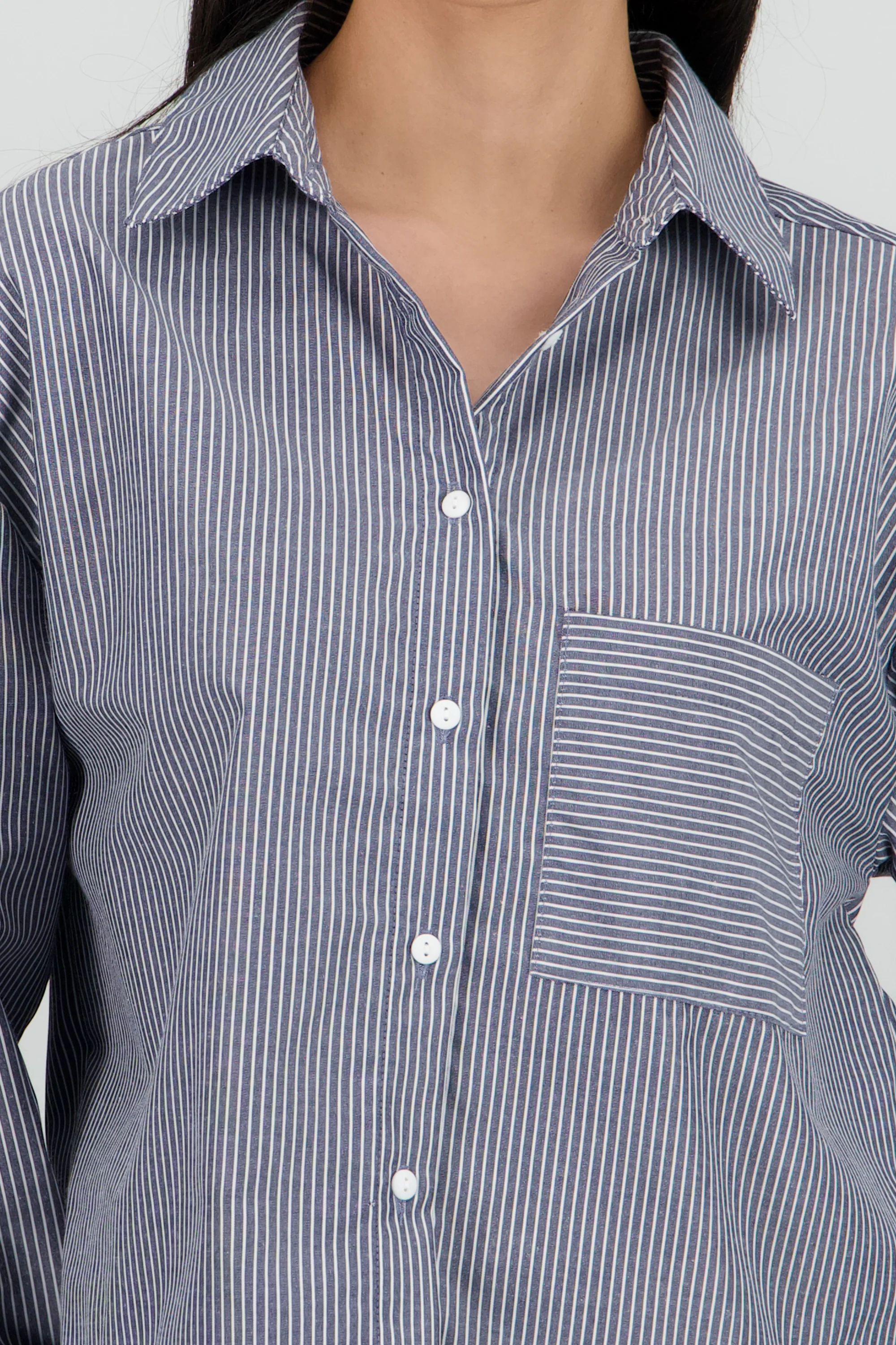 Camisa crop manga larga con rayas - Image 5