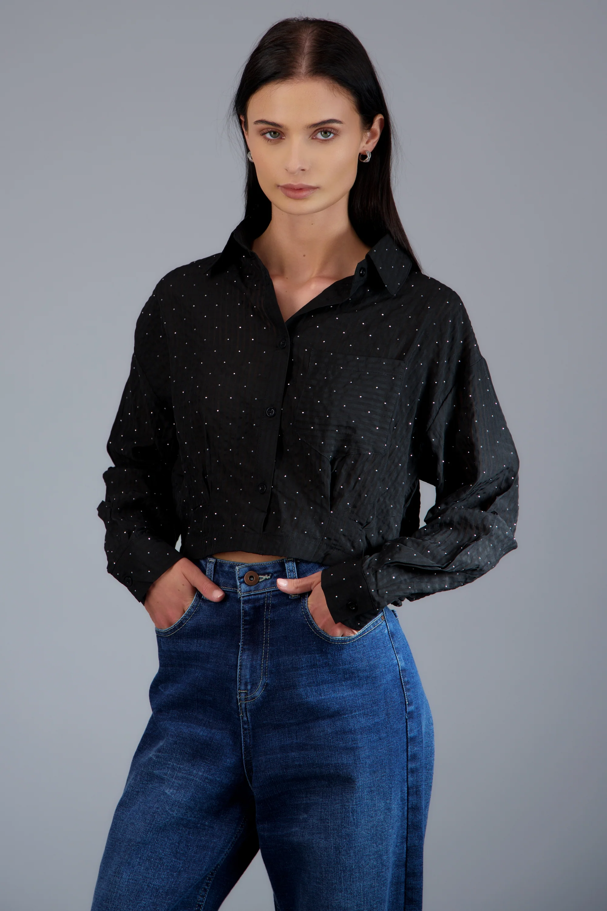 Camisa de rayas detalle brillos