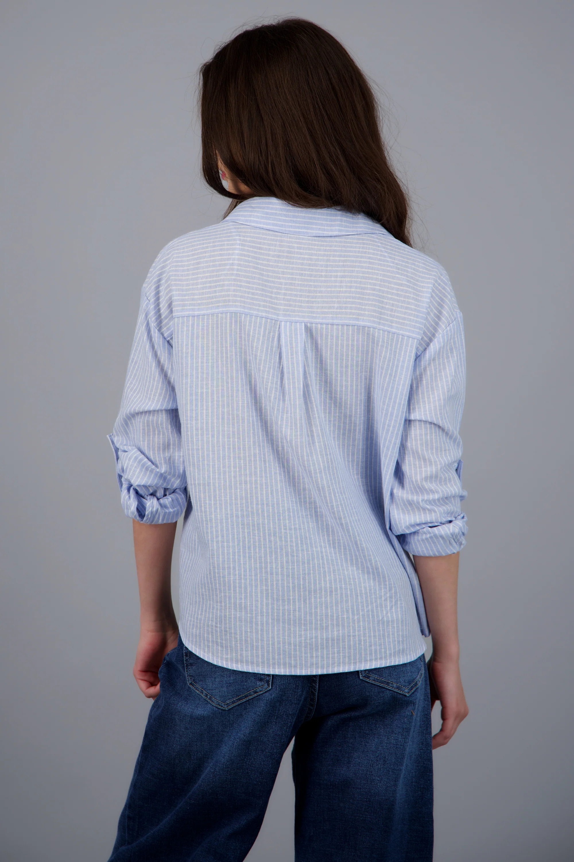 Camisa lino rayas detalle botones - Image 4