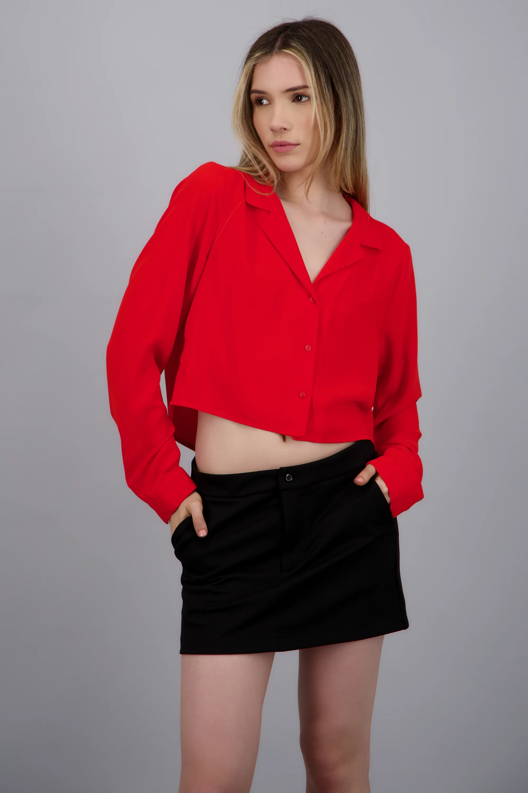 Camisa lisa manga larga