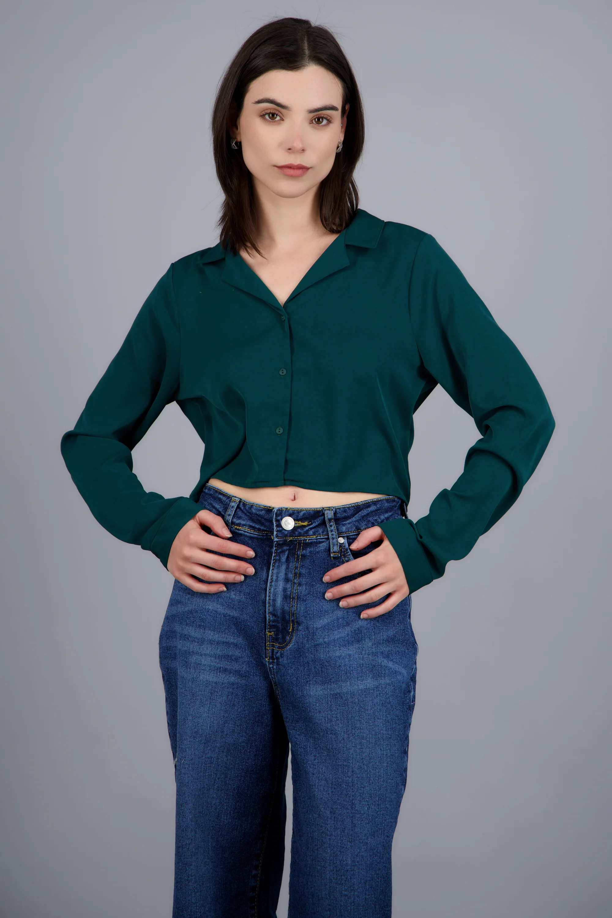 Camisa lisa manga larga