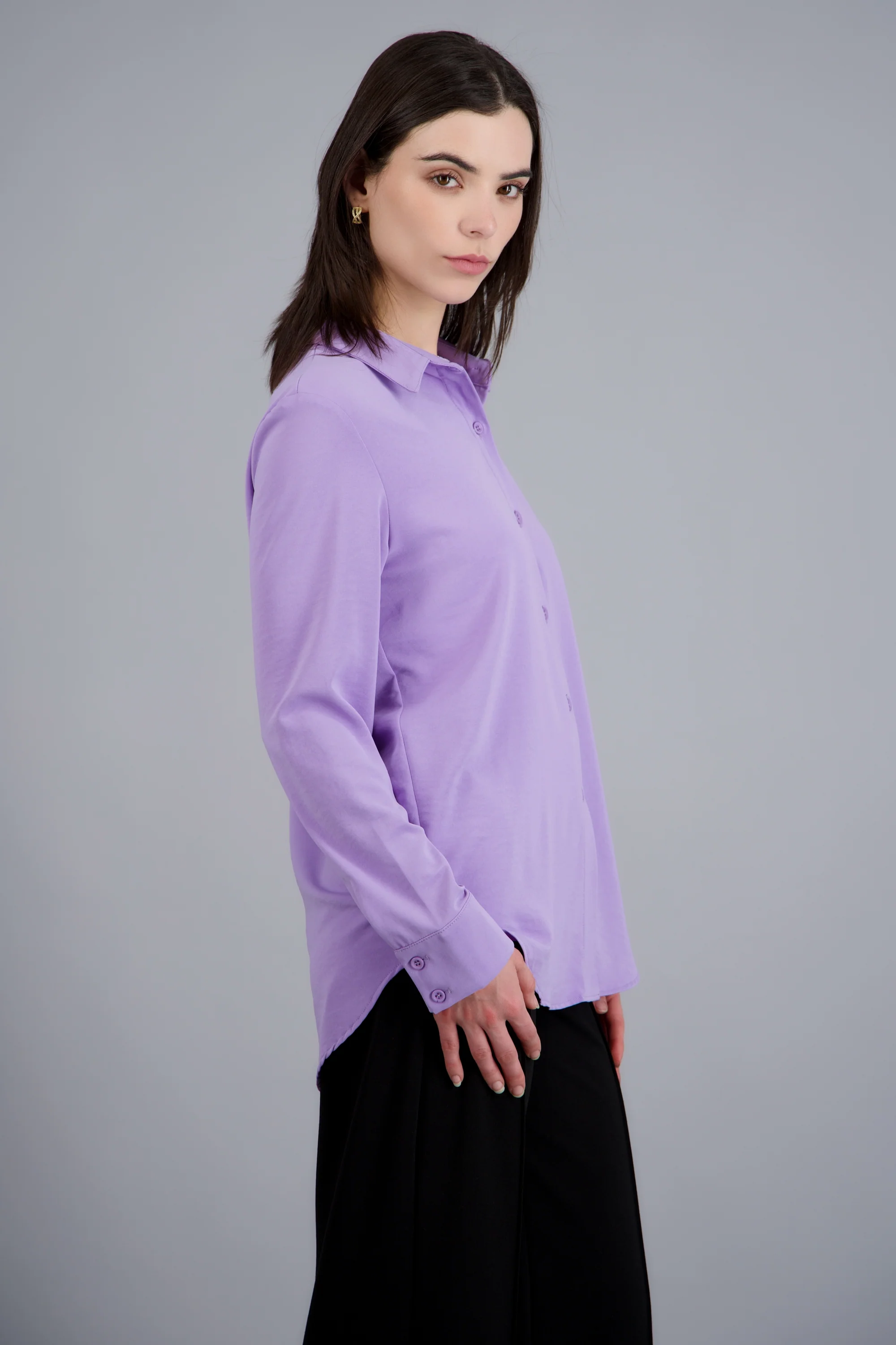 Camisa lisa manga larga botones - Image 2