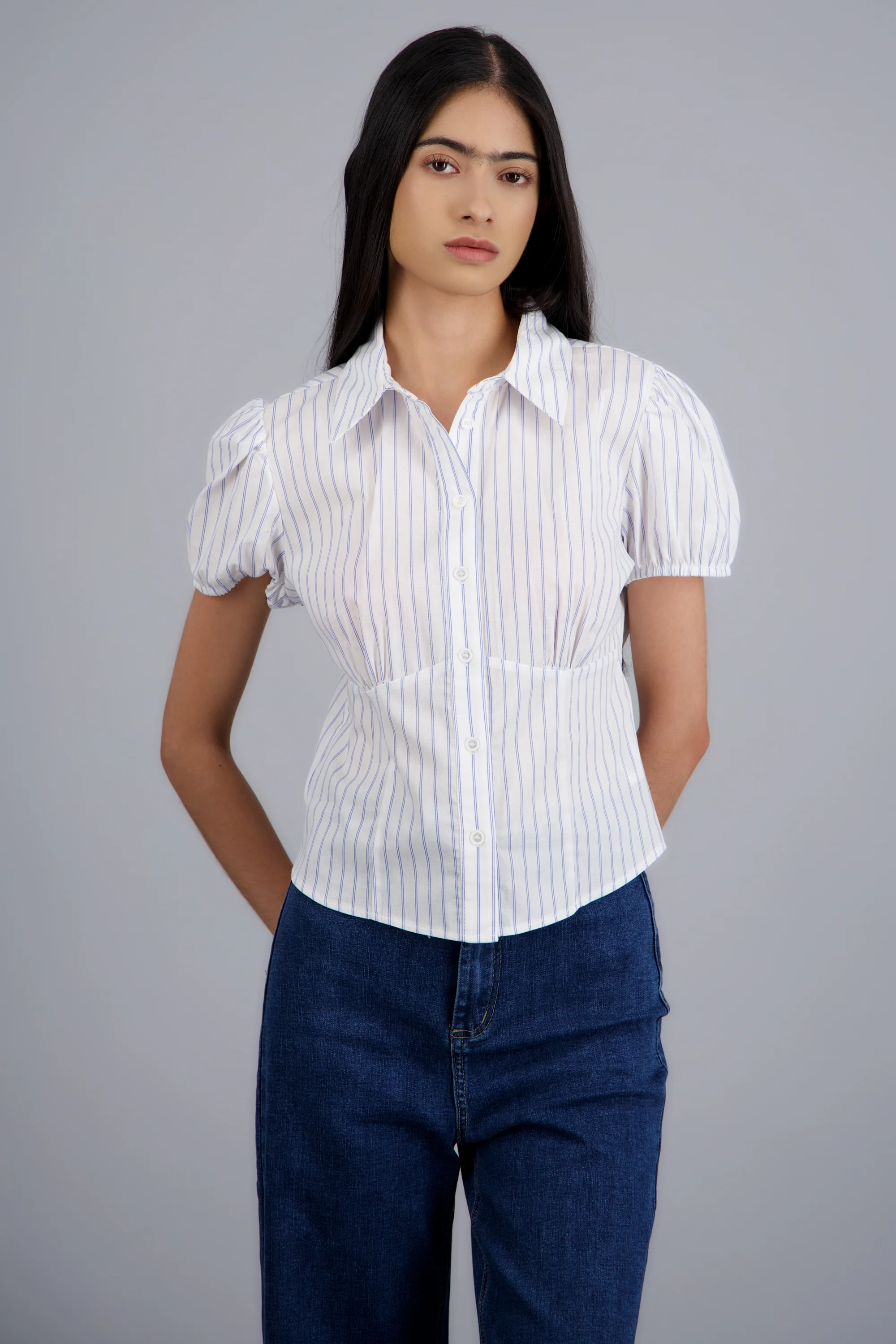Camisa manga bubble corta