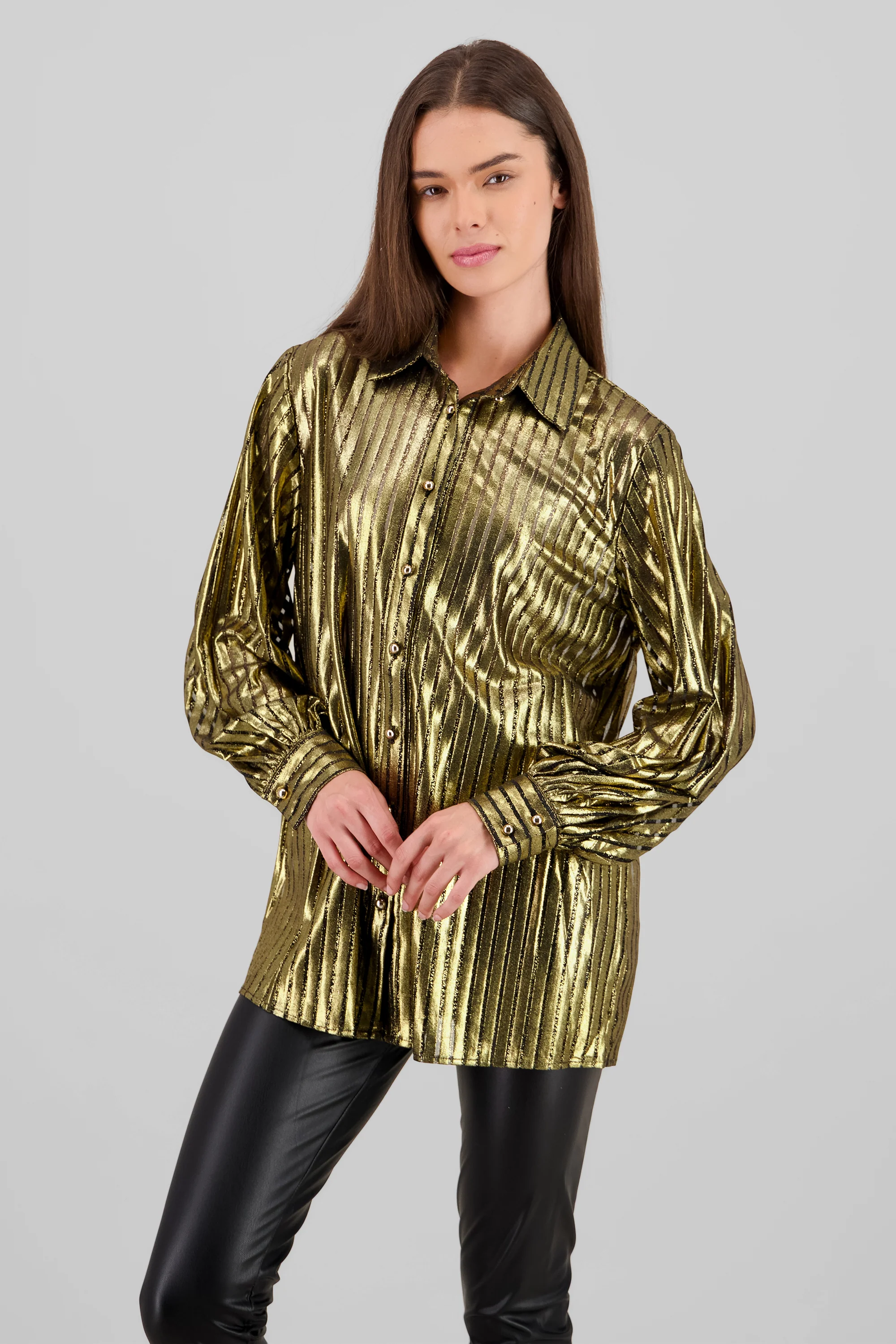 Camisa manga larga metalica rayas