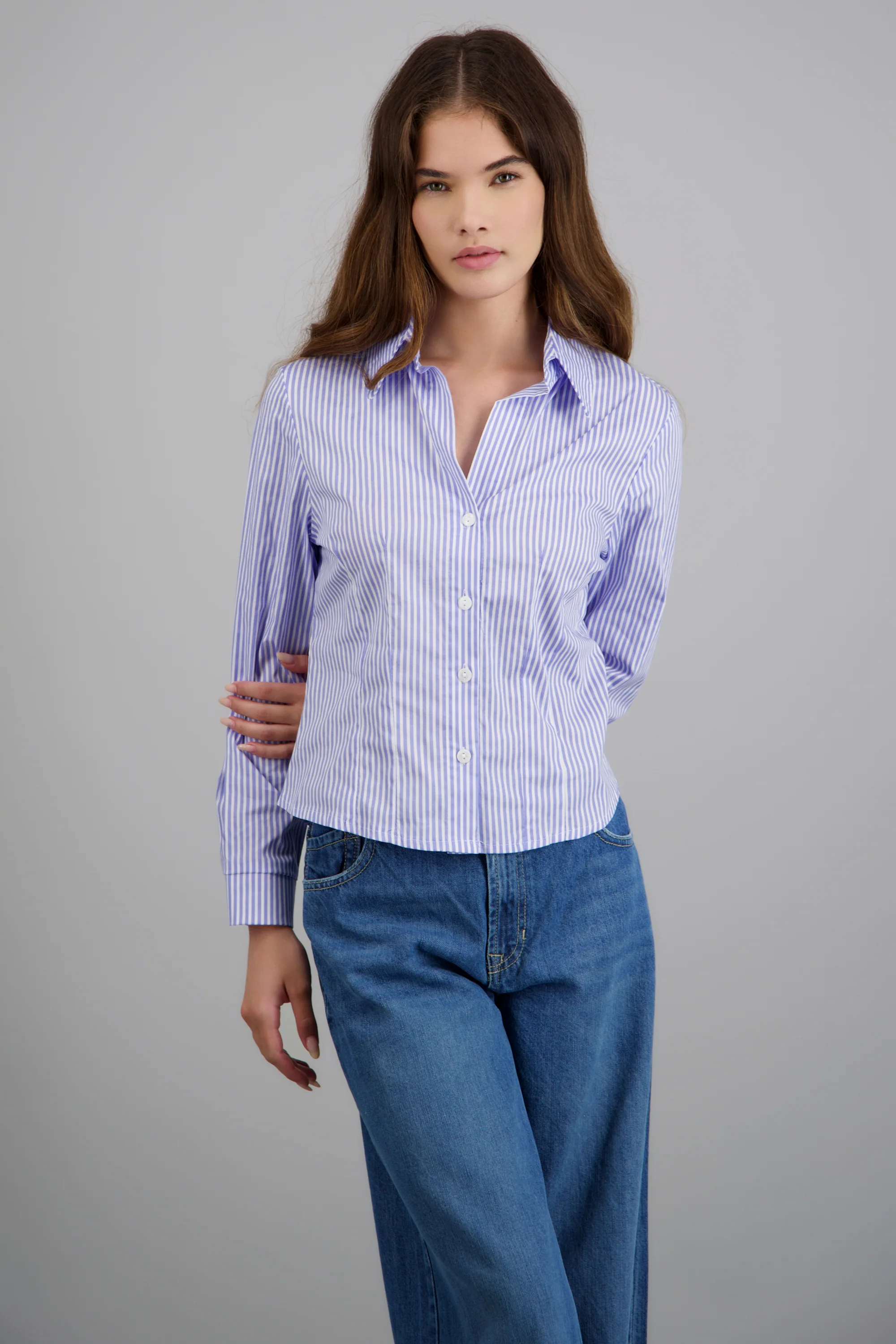 Camisa manga larga pinzas detalle rayas - Image 3