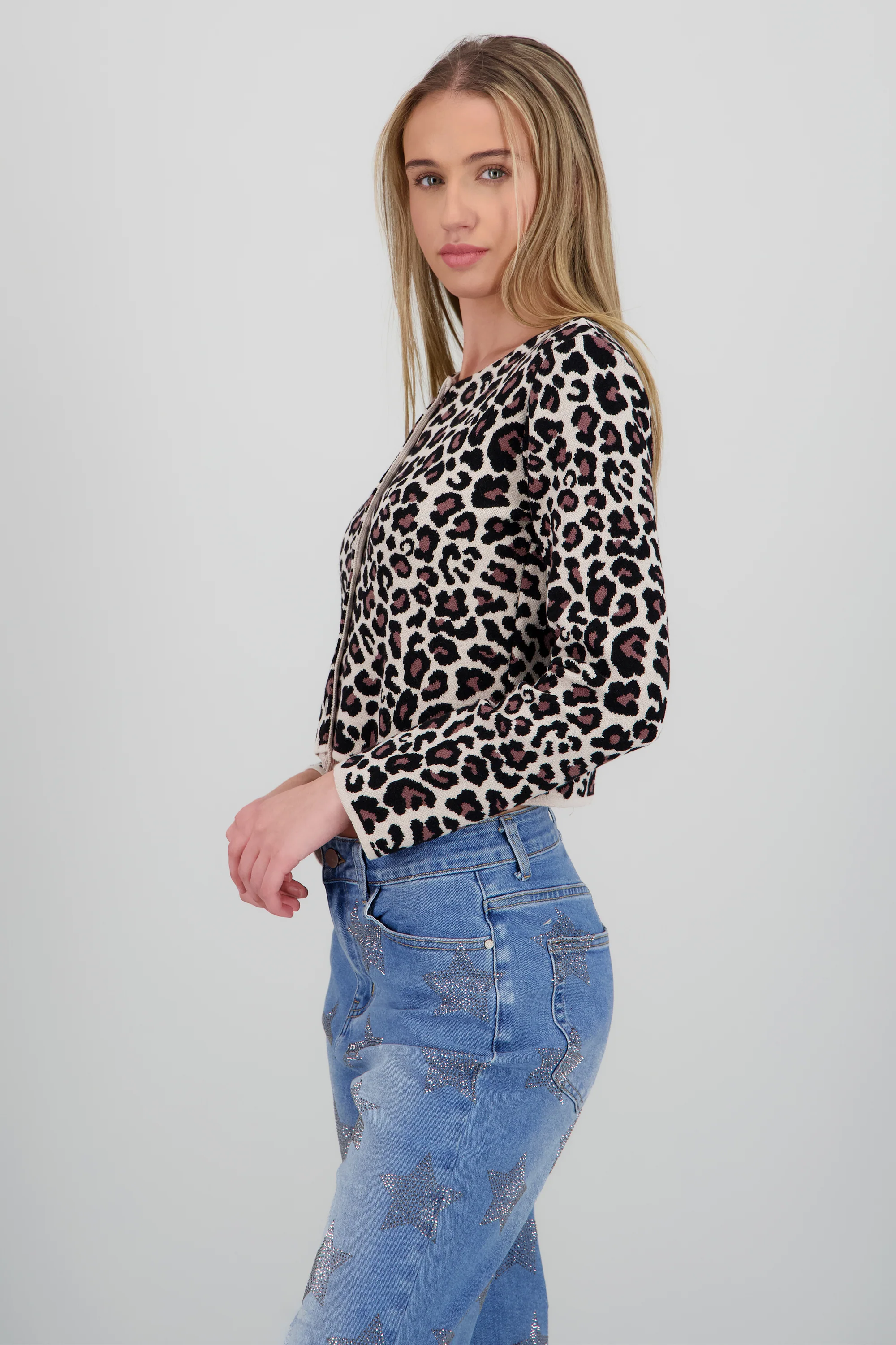 Cardigan crop animal print - Image 3