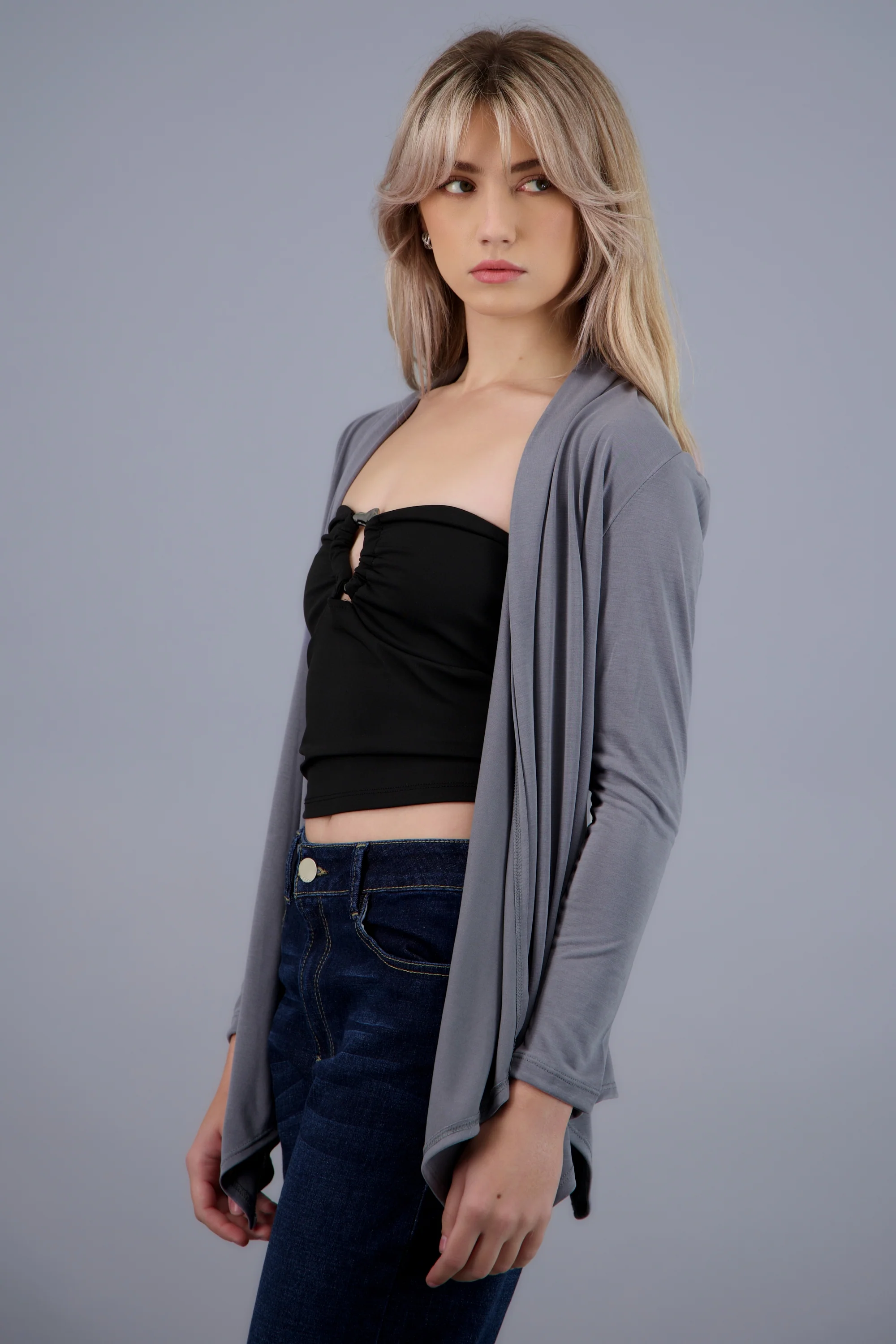 Cardigan fluido manga larga - Image 3
