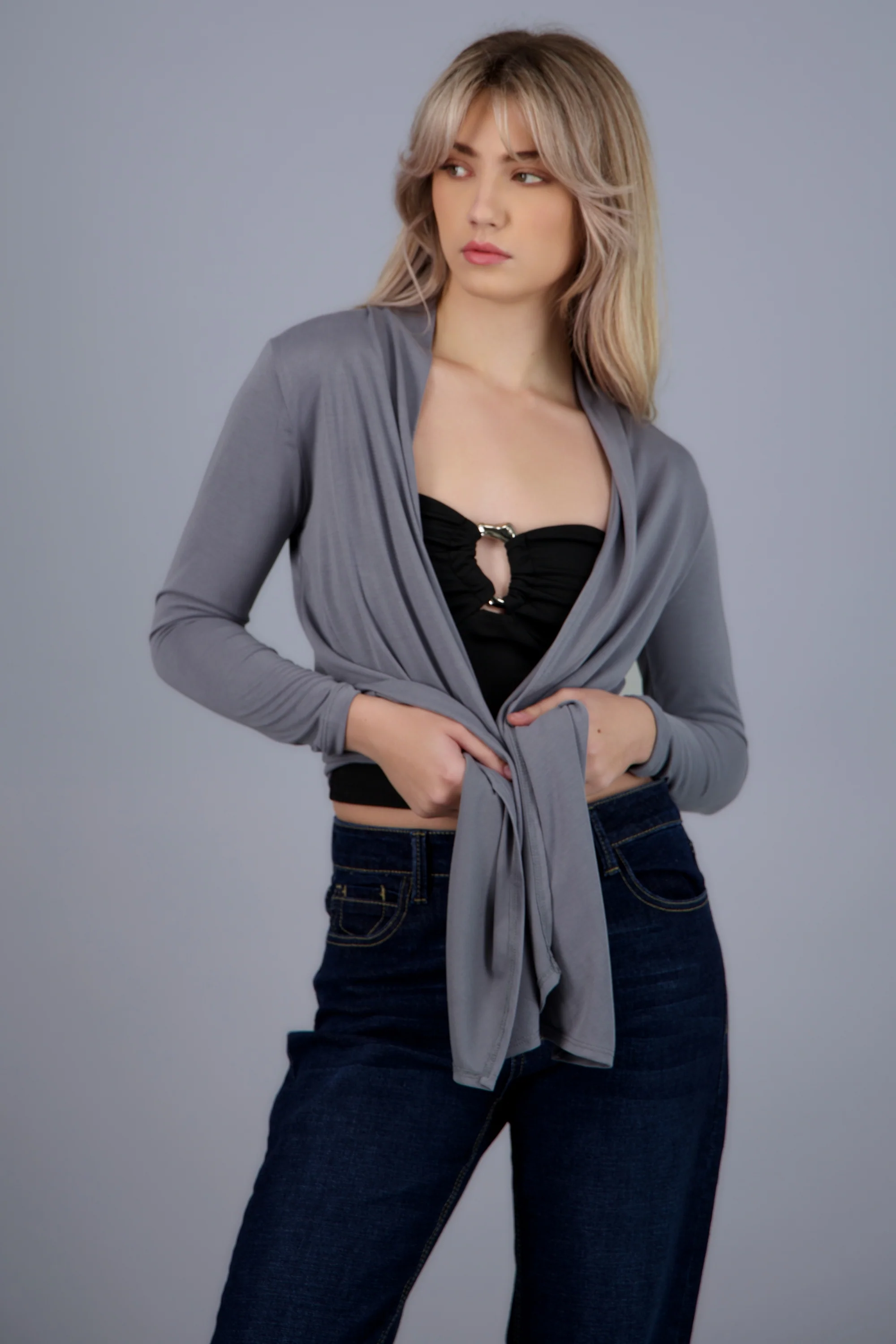 Cardigan fluido manga larga - Image 4