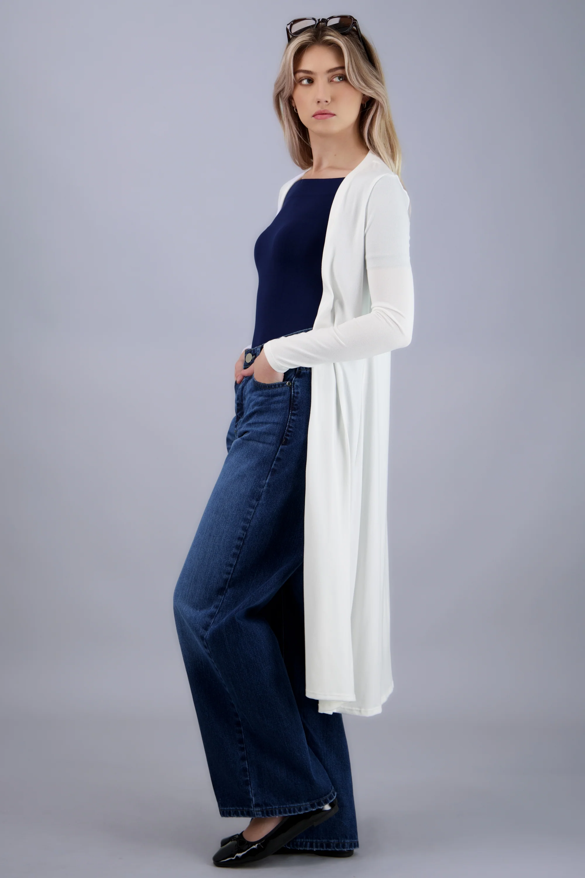 Cardigan liso largo - Image 3